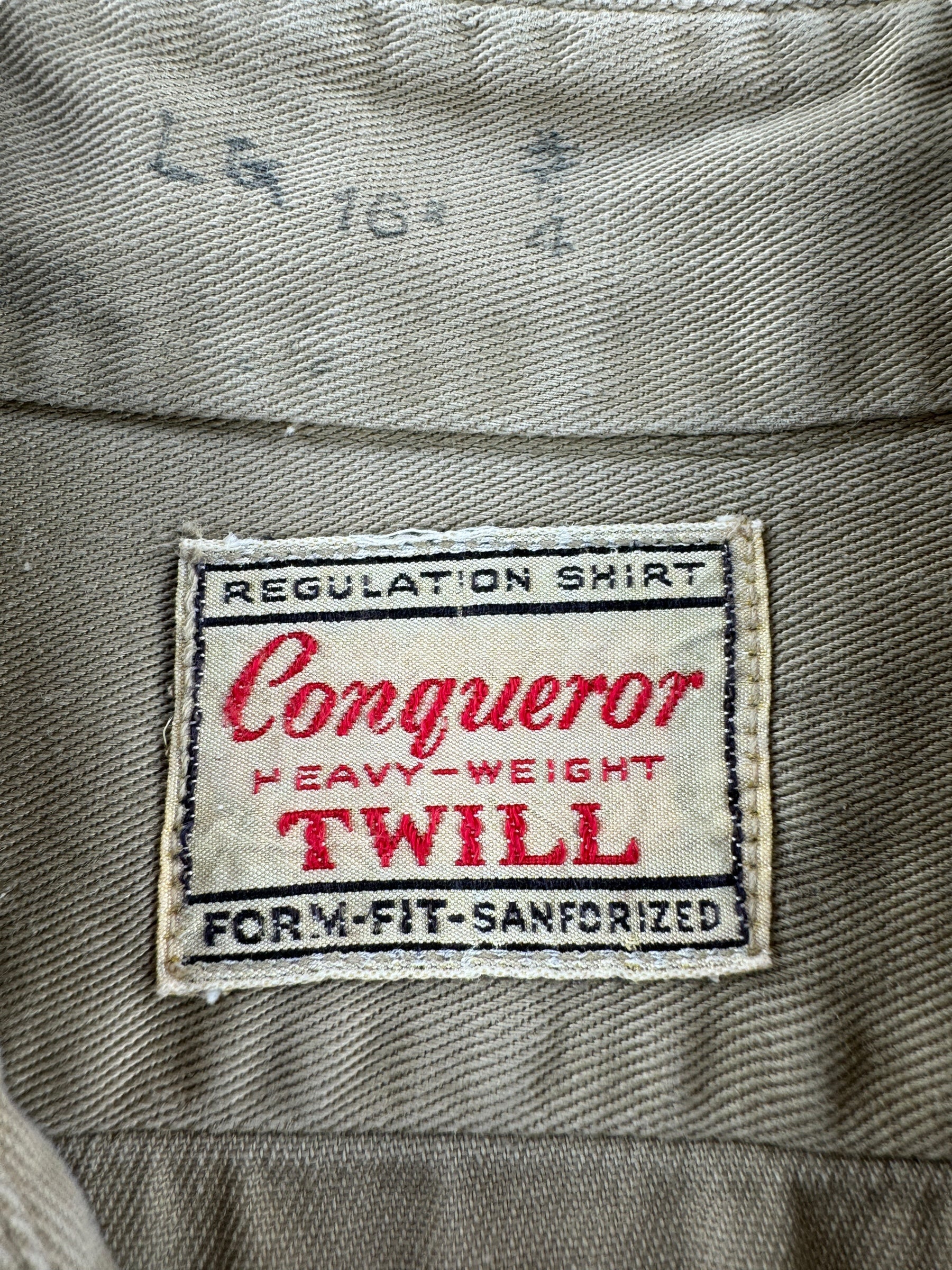 Tag on Vintage Conqueror Heavy Weight Twill Shirt SZ XL