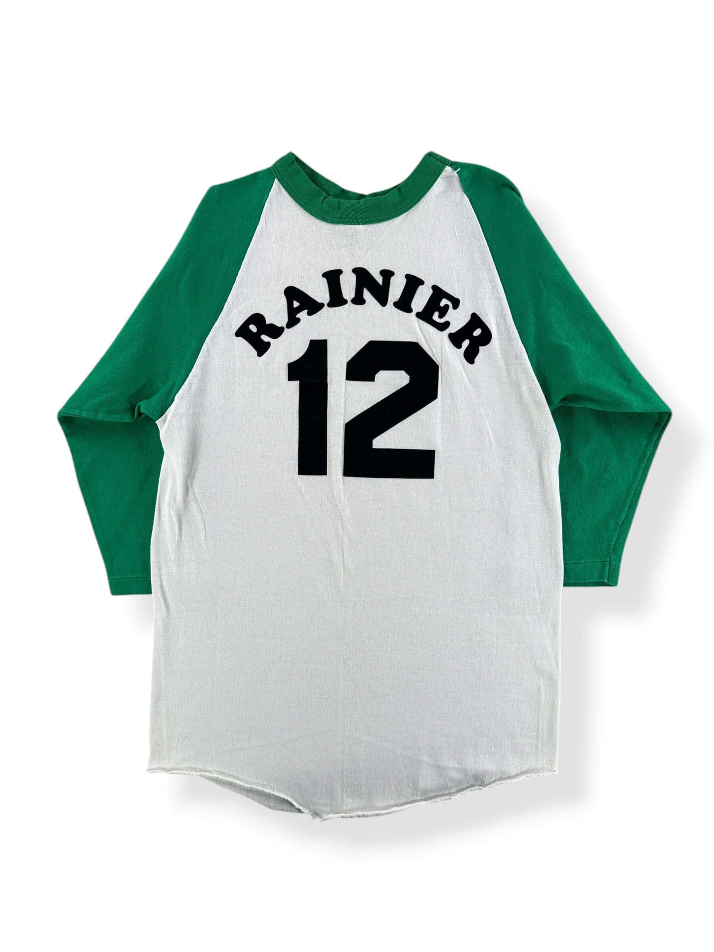 Back of Vintage Russell Athletic Rainier Raglan Tee SZ M (Fits S)