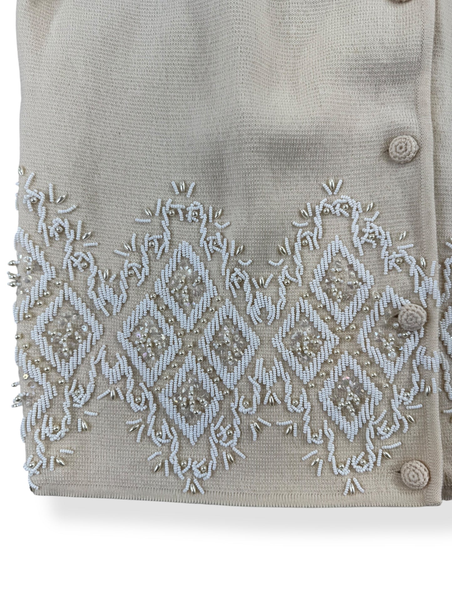 Beading detail of 1950s Beaded Wool Cardigan L