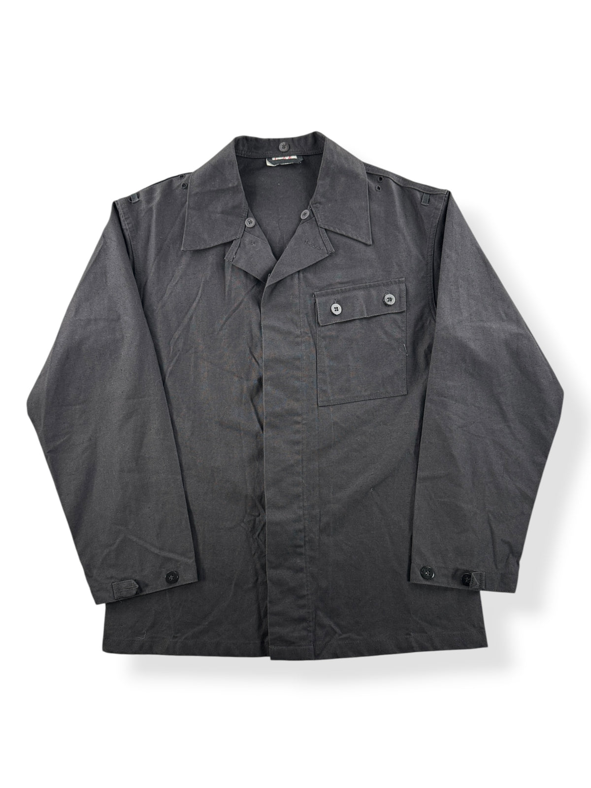 Front of Vintage Black Euro Military Top SZ M