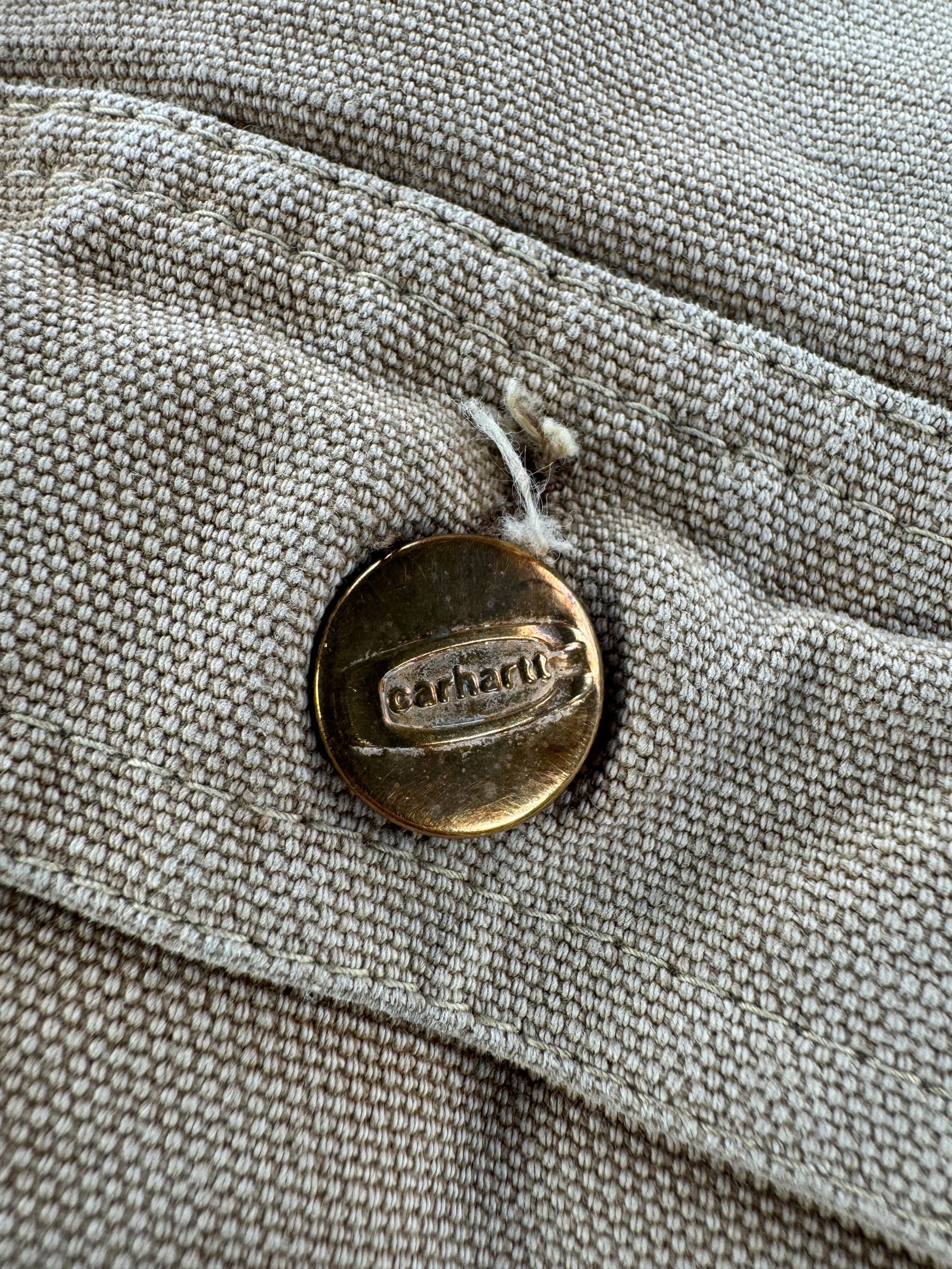 Button on Vintage 60s Blanket Lined Carhartt Chore Coat SZ 46