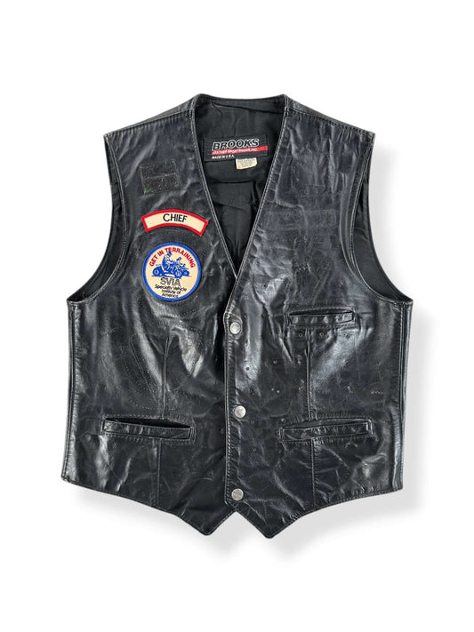 Front of Vintage Honda Biker Leather Vest SZ XS