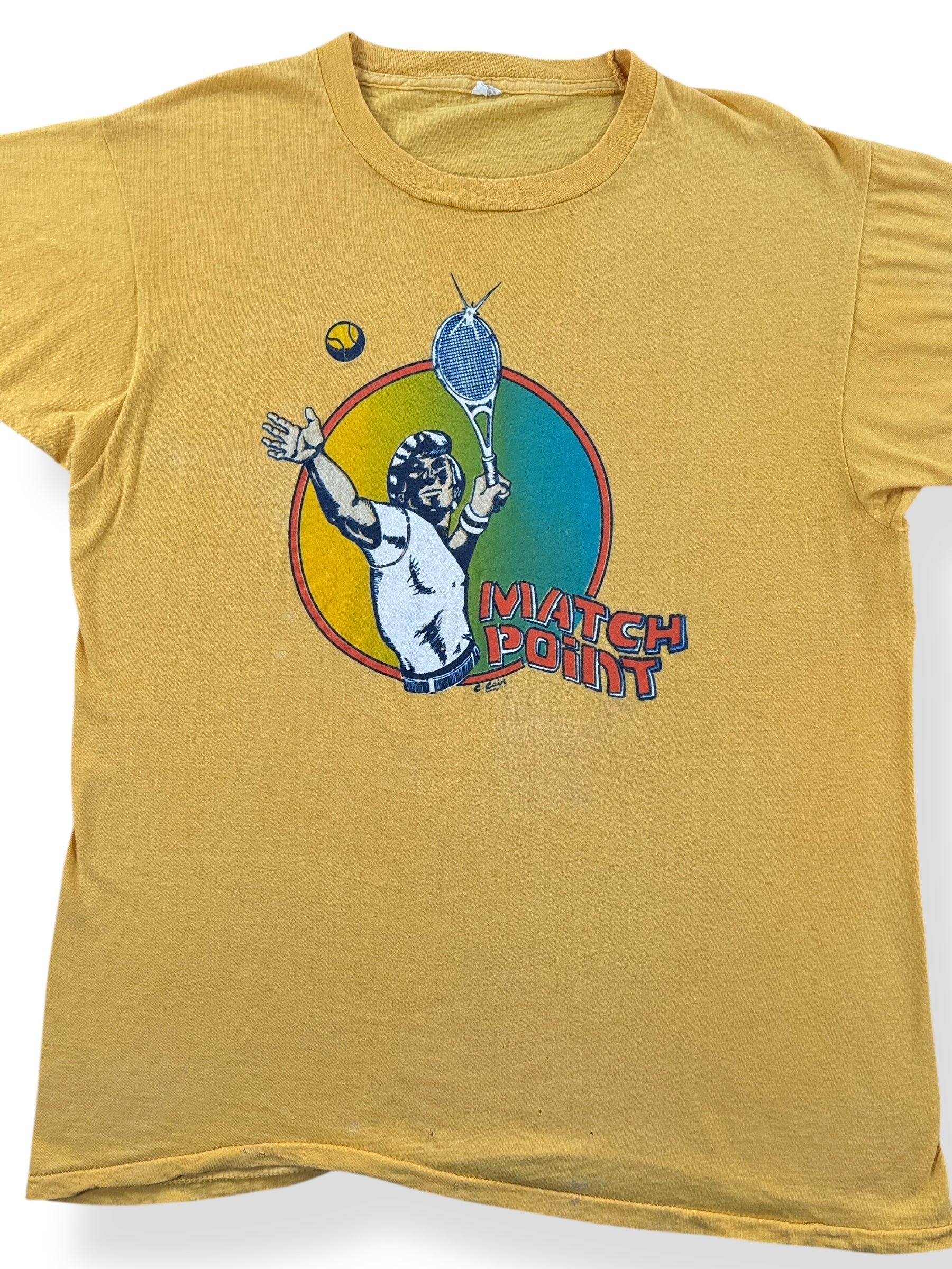 Front Close Up of Vintage Match Point Tee SZ M