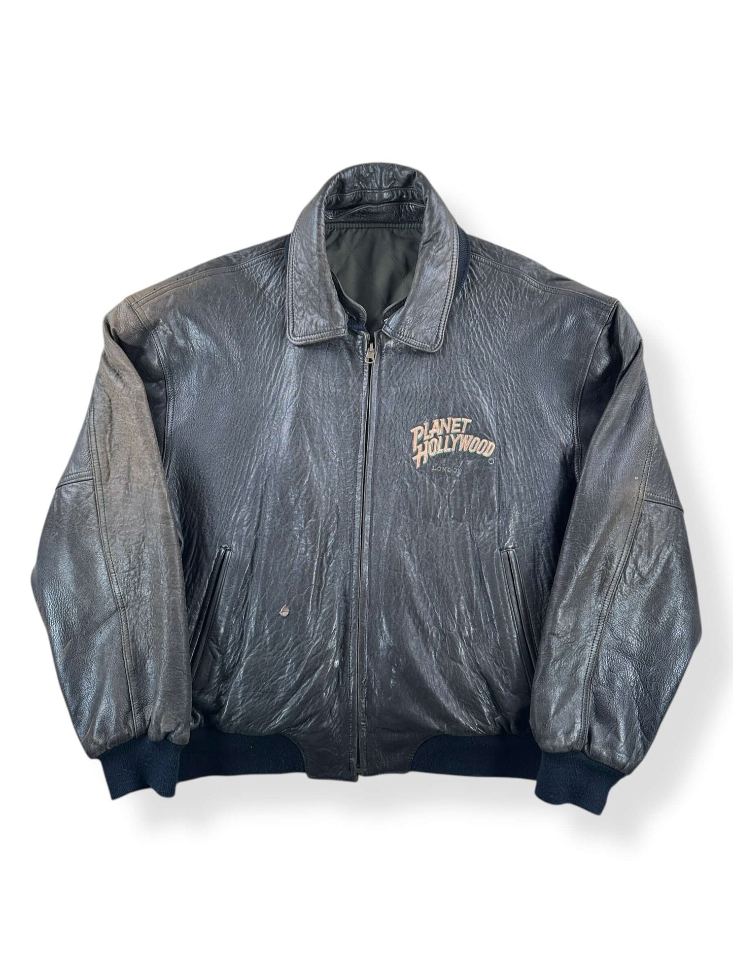 Front of Vintage Planet Hollywood Leather Jacket SZ XL