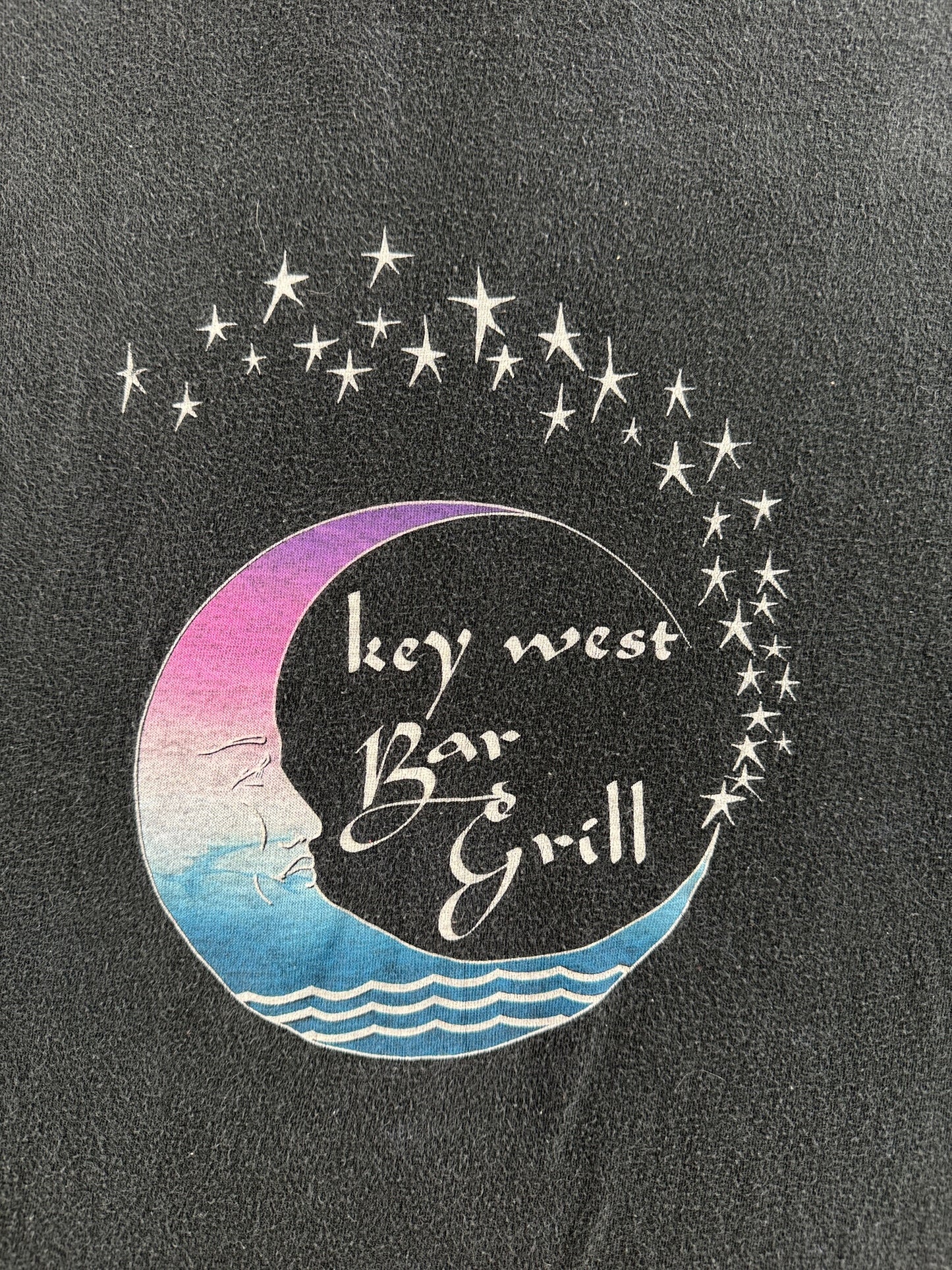 Front graphic of Vintage Key West Bar & Grill Moon Tee SZ XL