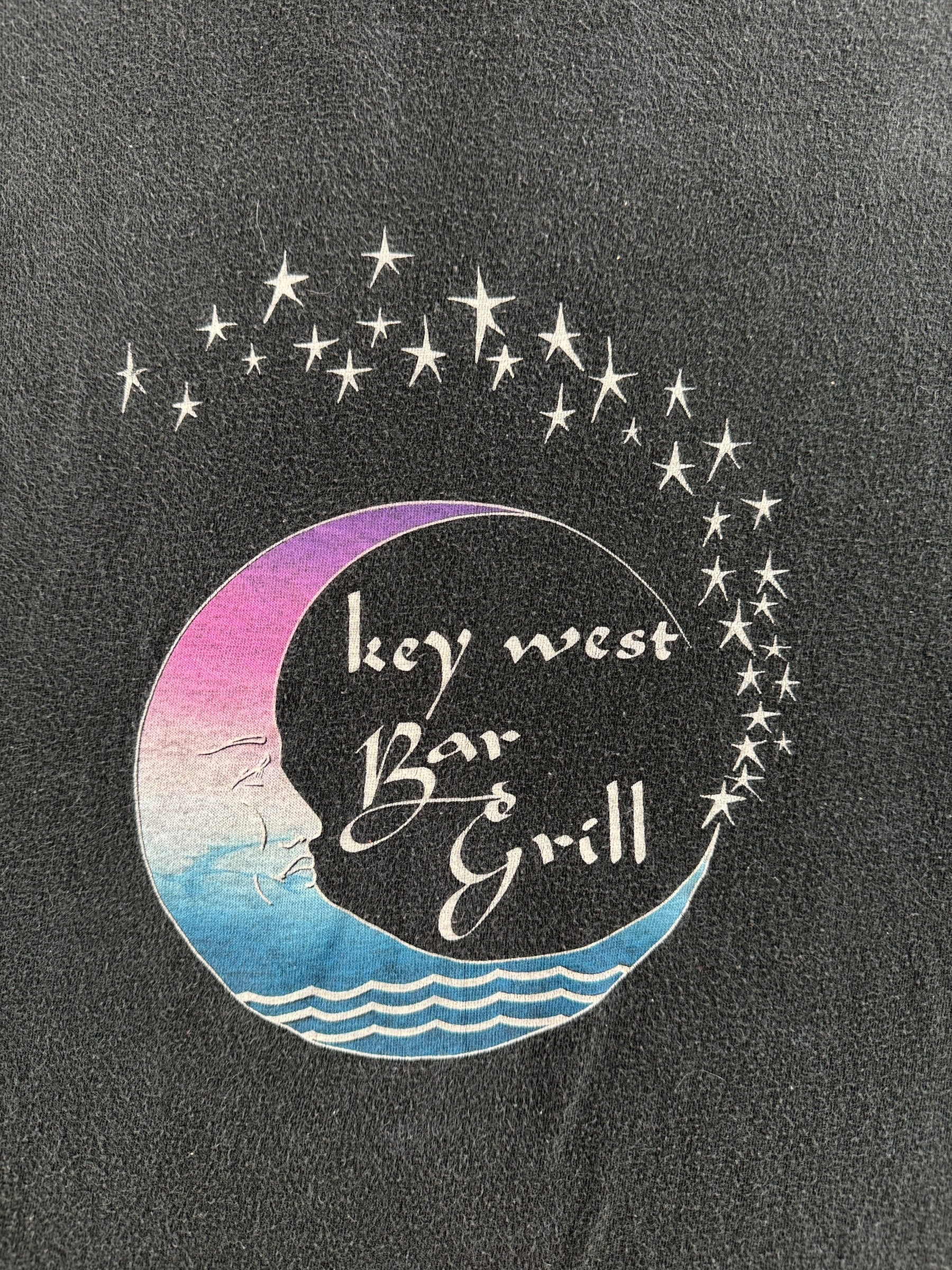 Front graphic of Vintage Key West Bar & Grill Moon Tee SZ XL