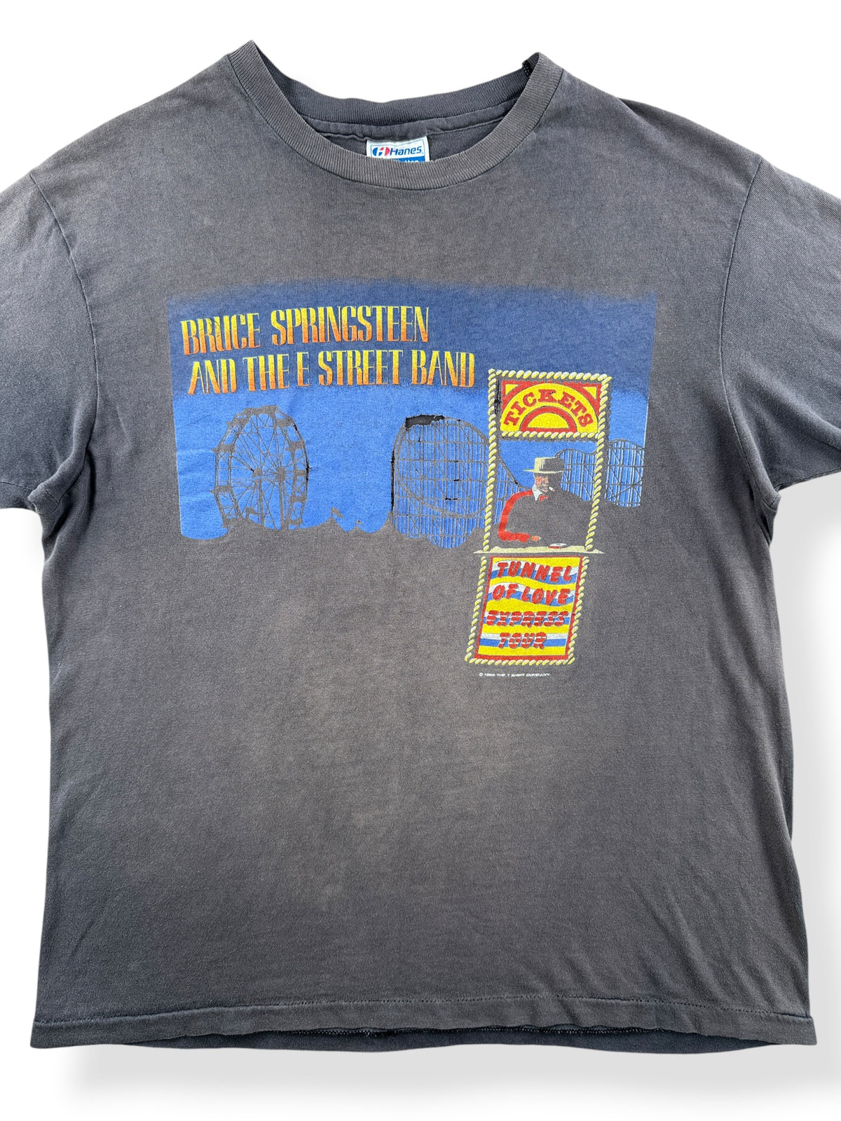 Close-up of Vintage Bruce Springsteen Tunnel Of Love Tour Tee SZ L (Fits M)