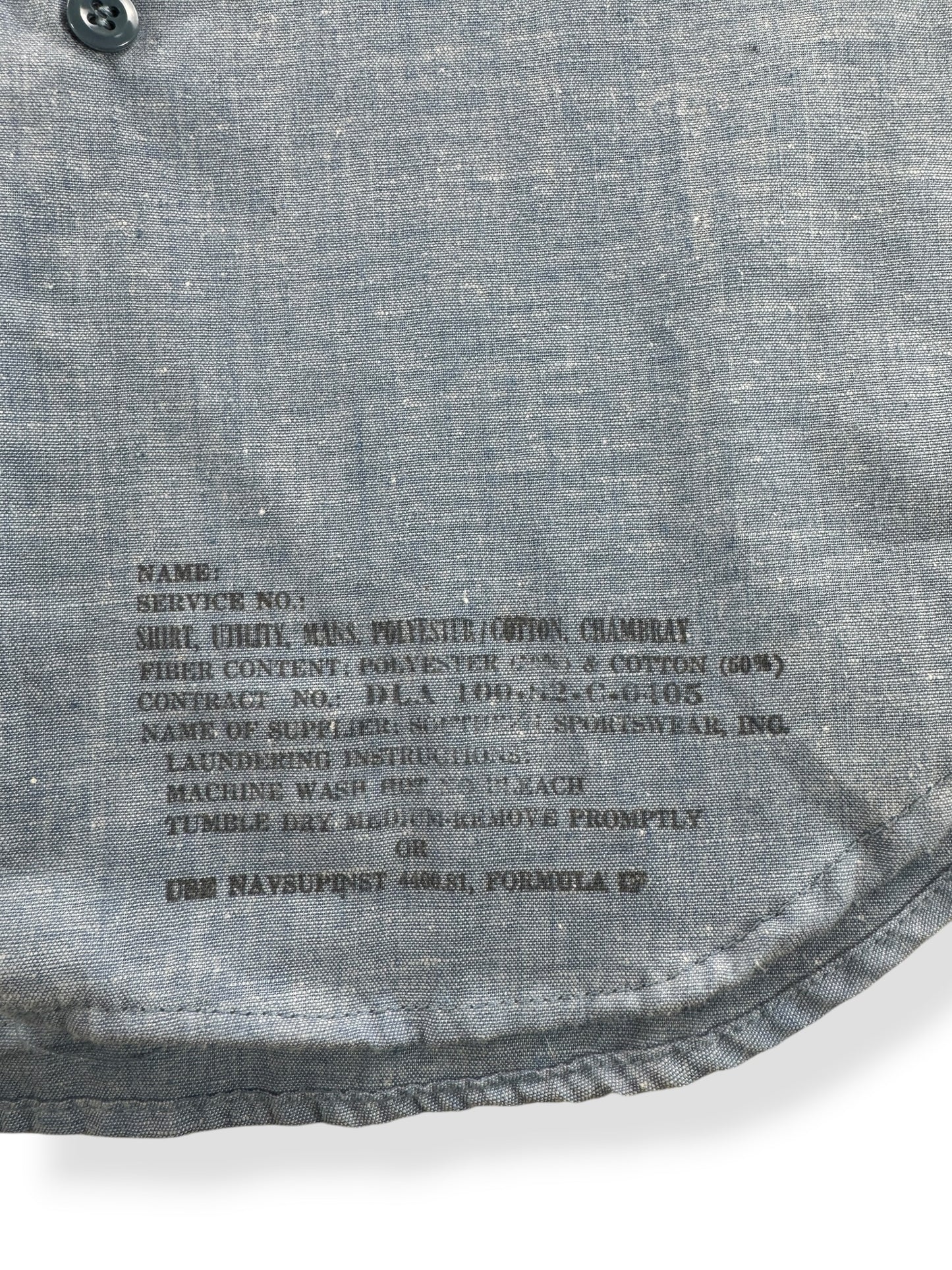 Stamp on Vintage Cotton/Poly Blend Military Chambray Shirt SZ M