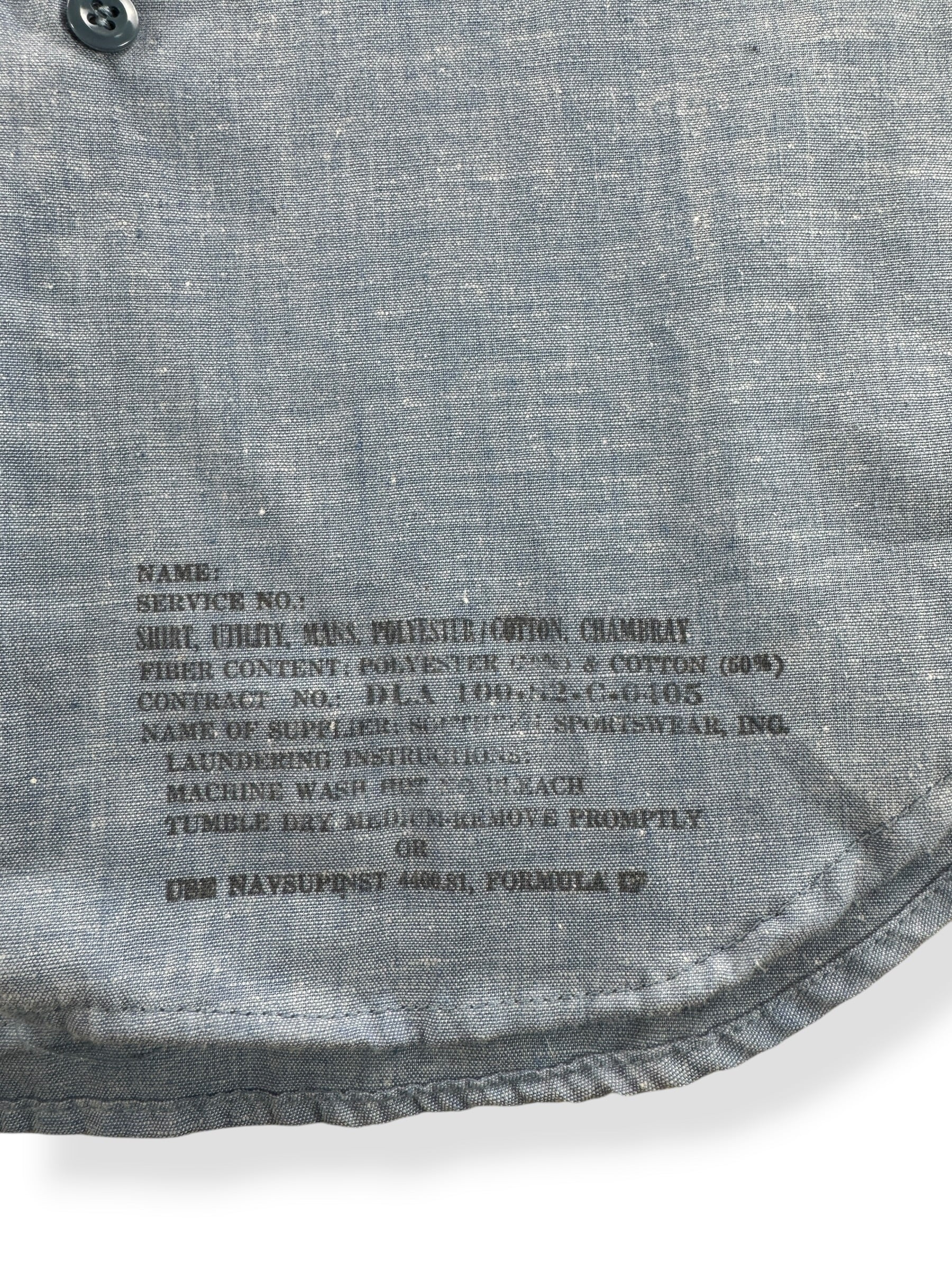 Stamp on Vintage Cotton/Poly Blend Military Chambray Shirt SZ M