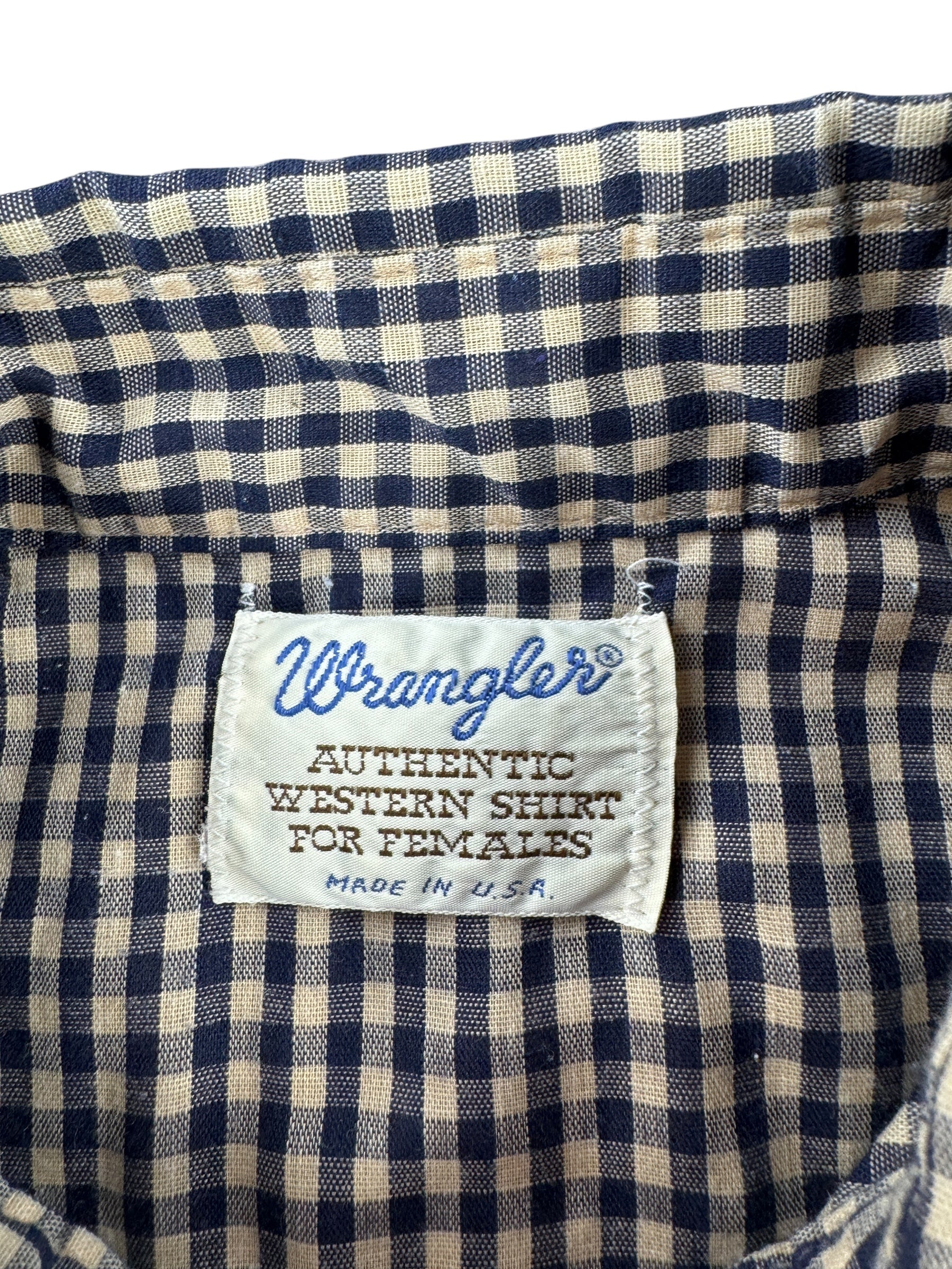 Tag on Vintage Authentic Ladies Wrangler Gingham Western Top SZ M