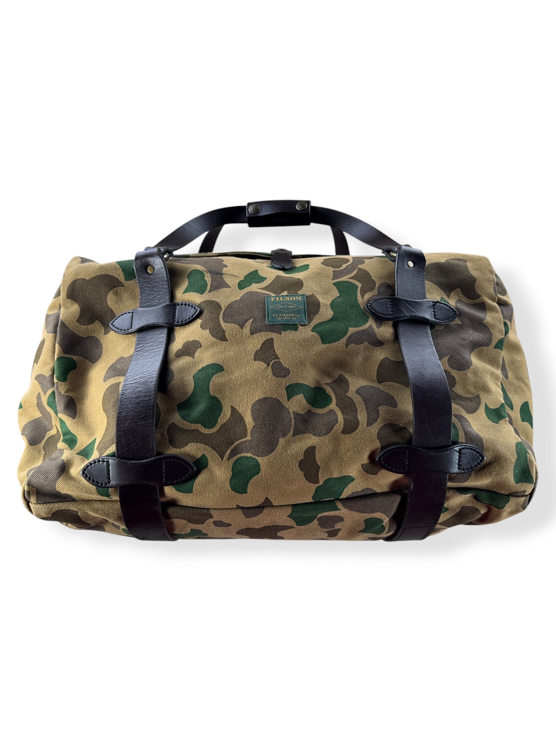 Front View of Filson Limited Shrub Camo Travel Duffel