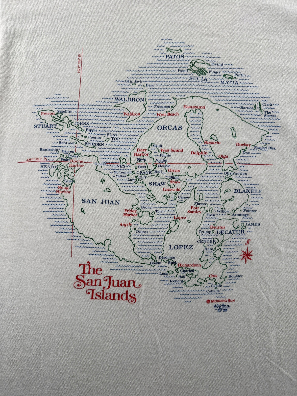 Front graphic on Vintage San Juan Islands Tee SZ S
