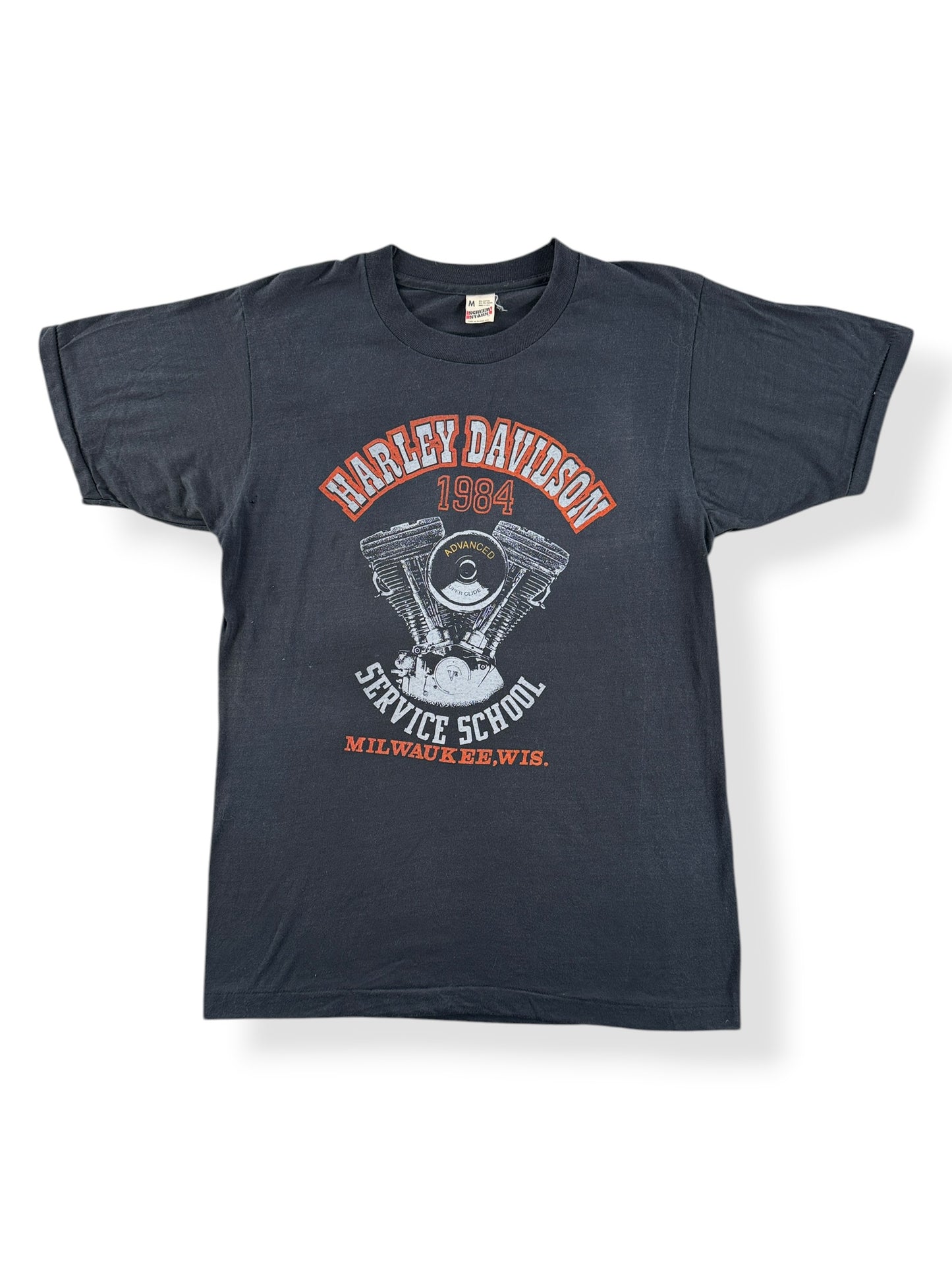 Front of Vintage Harley Davidson Service School Milwaukee Tee SZ M (Fits S)
