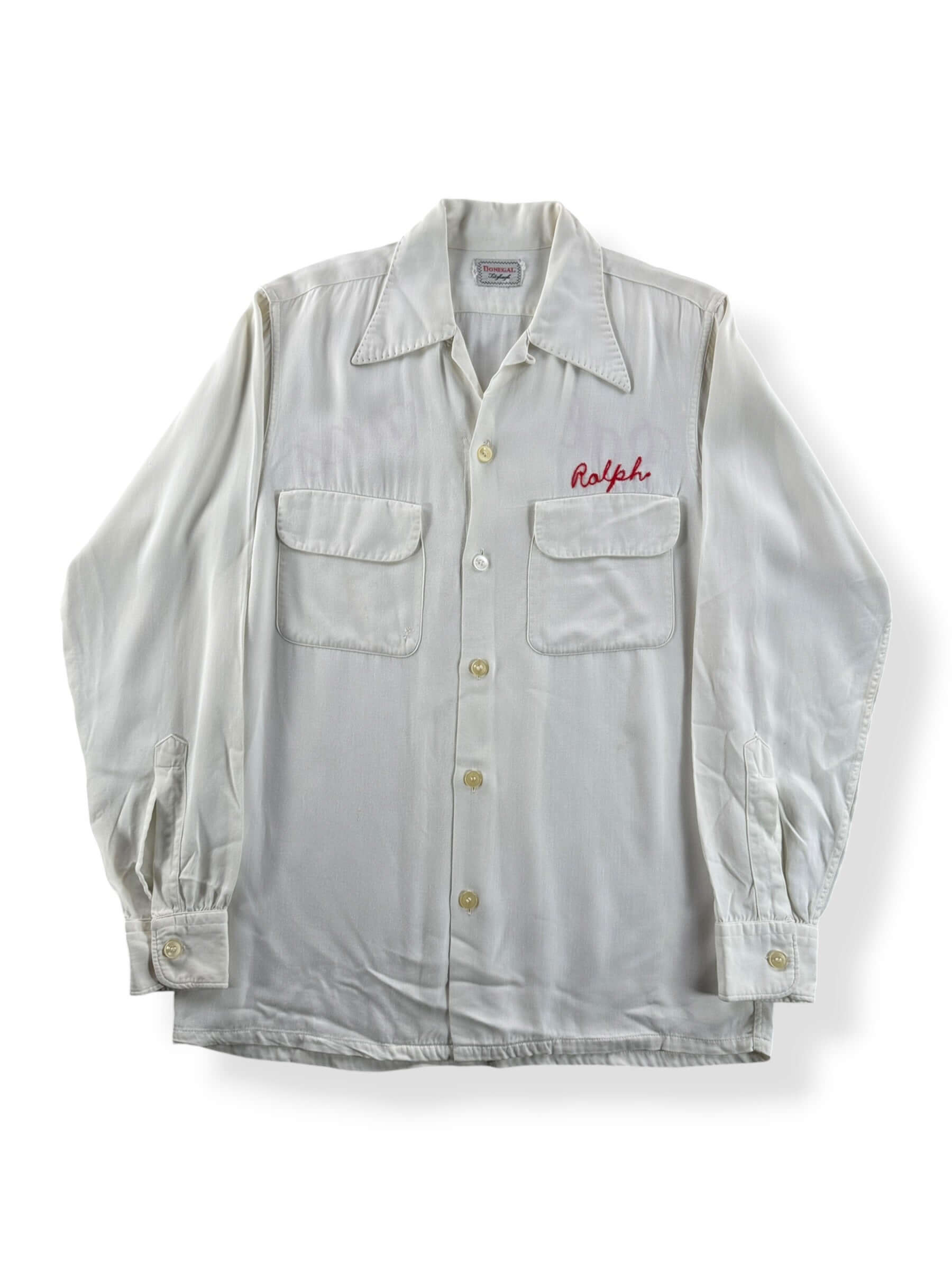 Front of Vintage Ralph and Anna's Tavern Long Sleeve Bowling Shirt SZ M