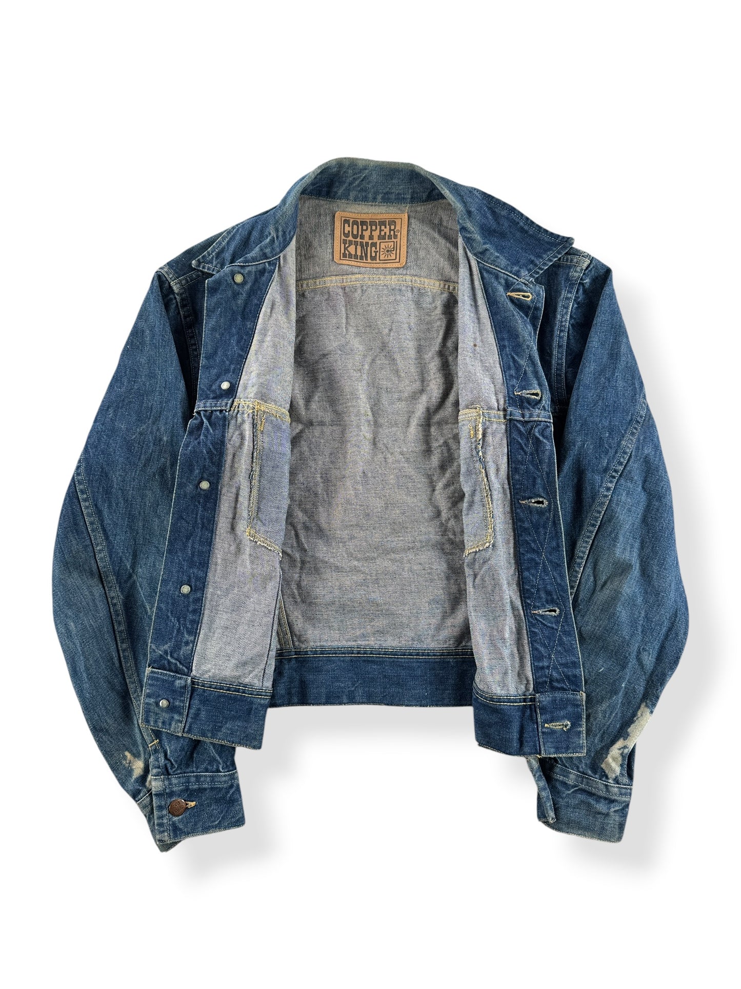 Inside of Vintage Copper King Denim Trucker Jacket SZ M
