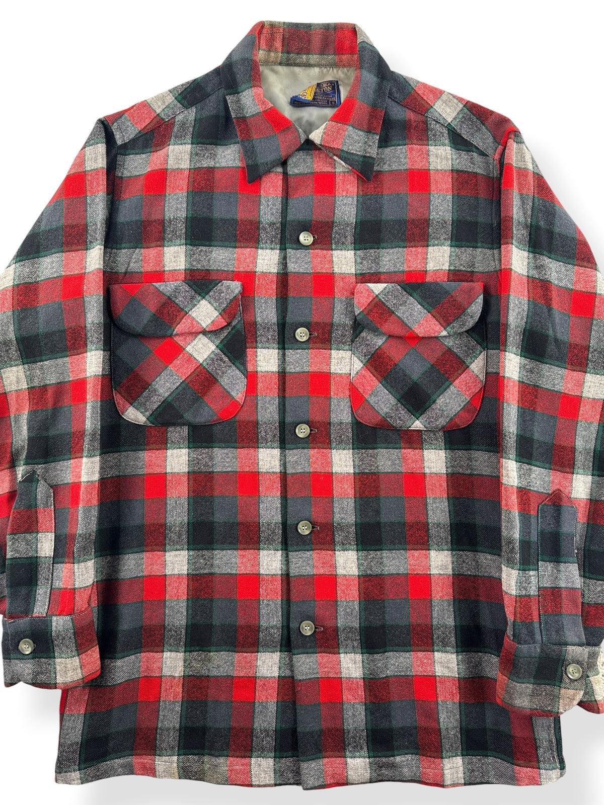 Close-up of Vintage Pendleton Plaid Board Shirt SZ S