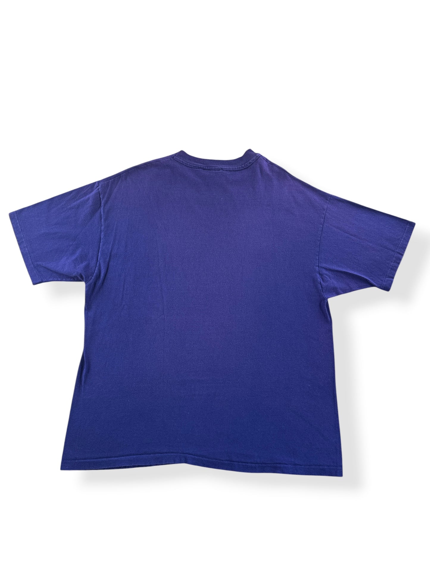 Back of Vintage Purple Bear Print Tee SZ XL