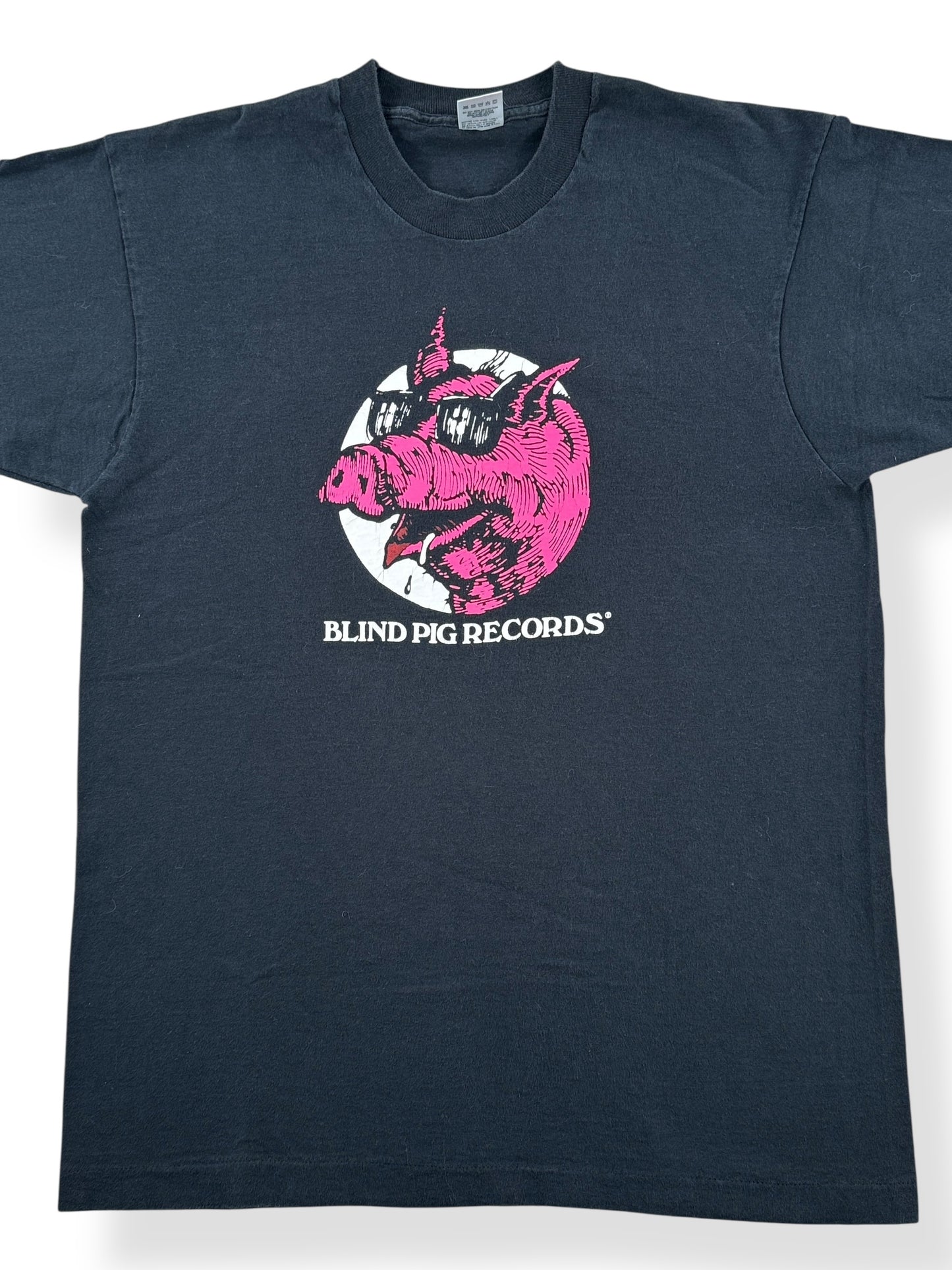 Front Close Up of Vintage Blind Pig Records Tee SZ M
