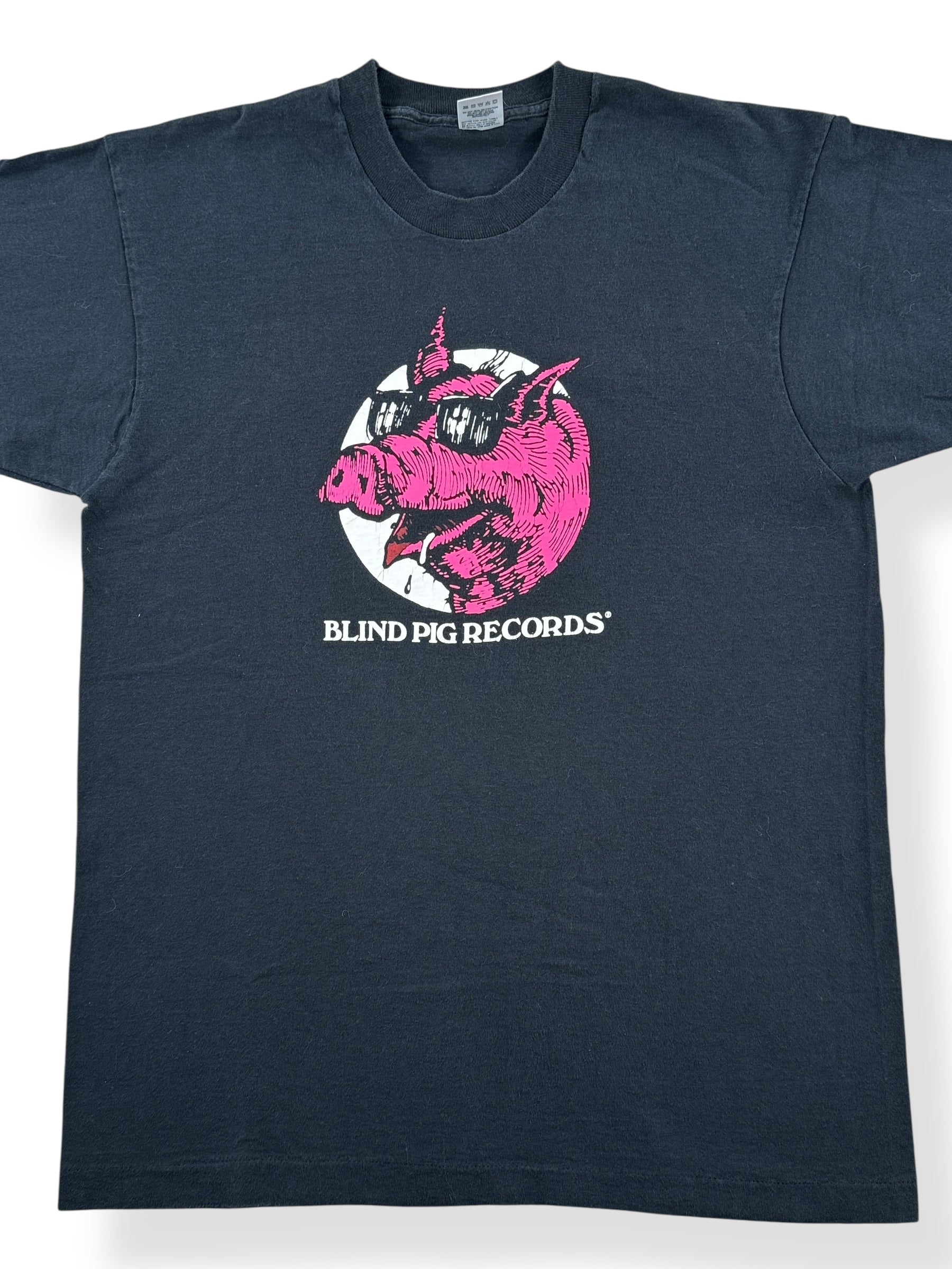 Front Close Up of Vintage Blind Pig Records Tee SZ M