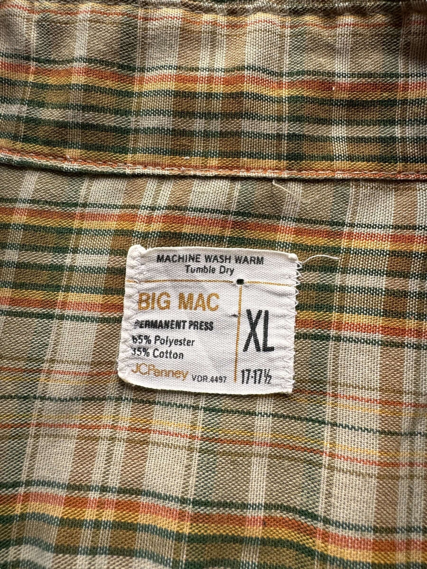 tag on Vintage Big Mac Plaid Painter's Work Shirt SZ XL