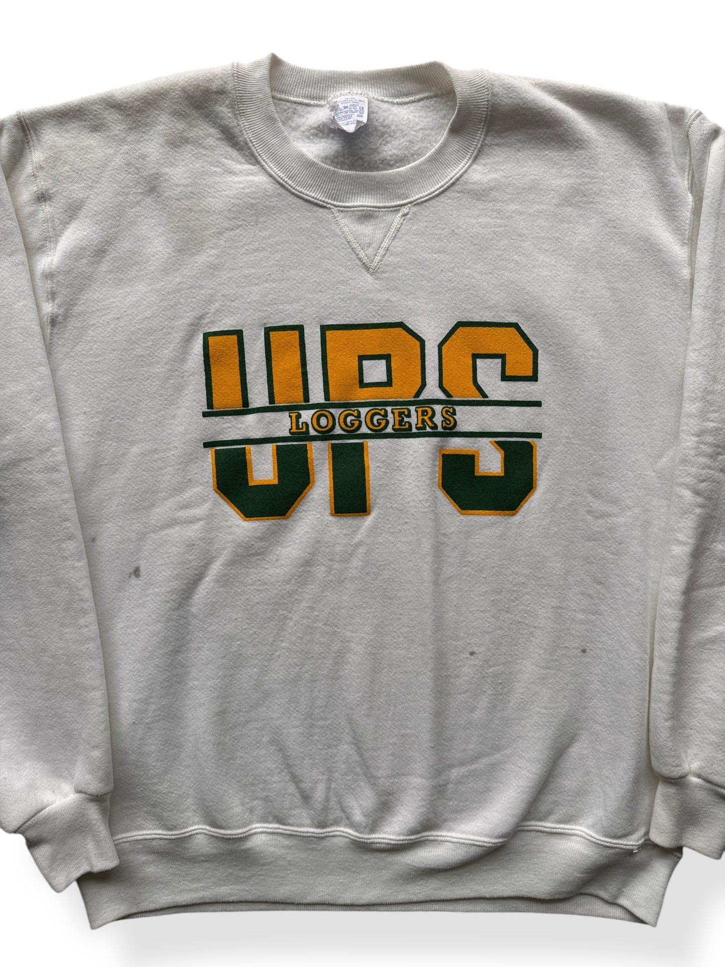 Front Close Up of Vintage UPS Loggers Crewneck SZ L