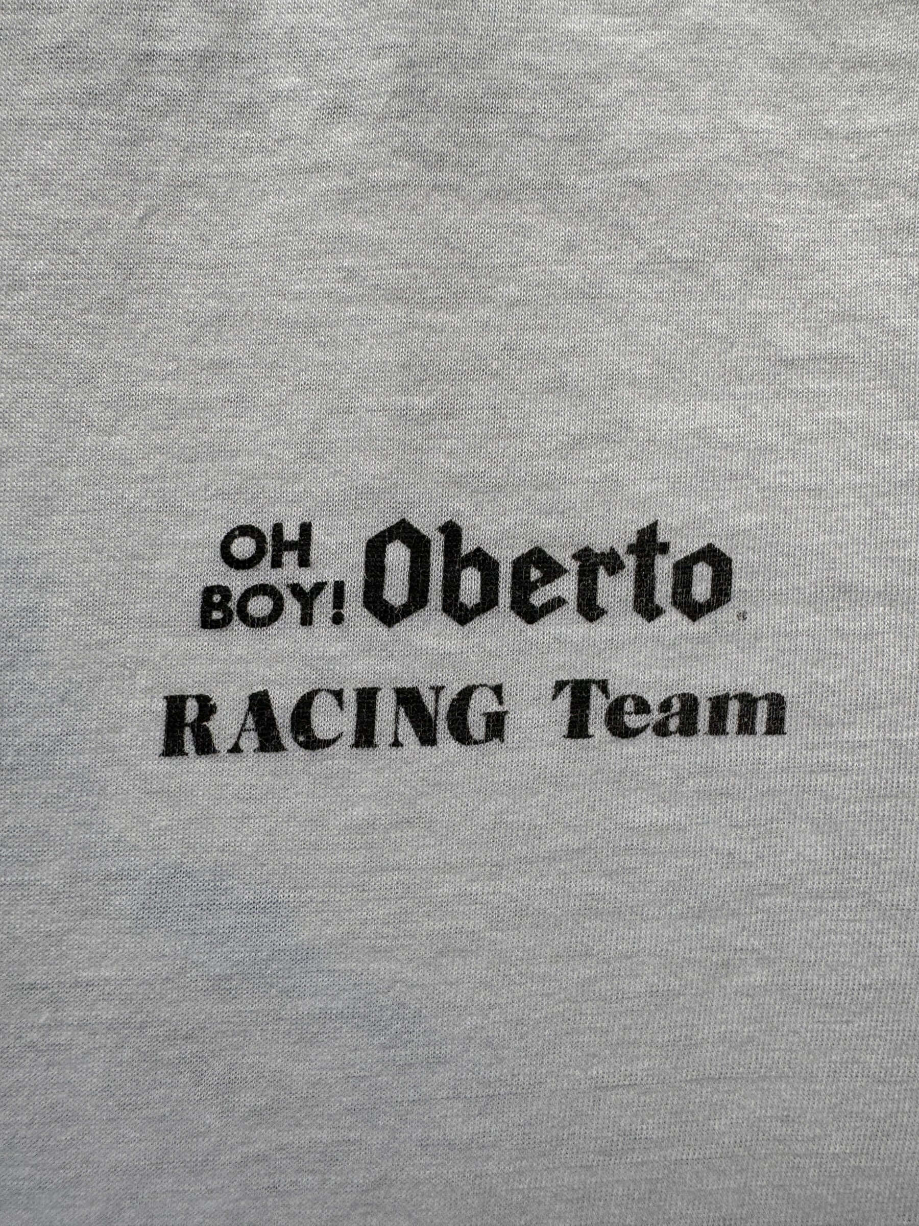 Front Graphic of Vintage Pepperoni Powered Oberto Ringer Tee