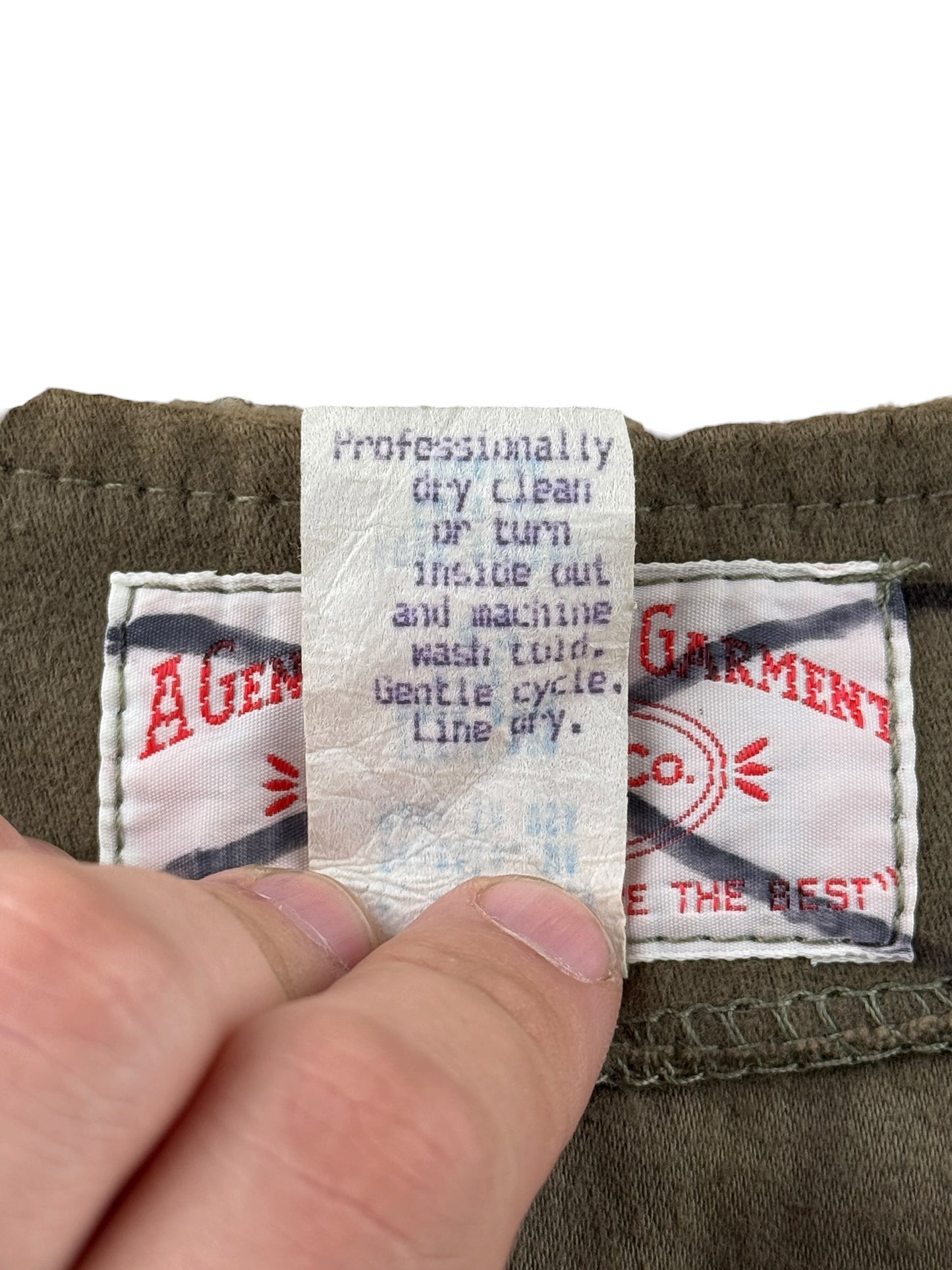 Back of tag on Filson Tan Moleskin Vest SZ 42