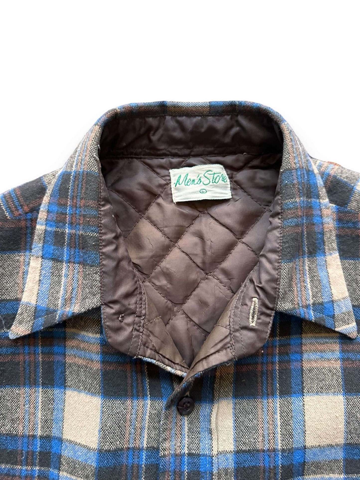 collar on Vintage Men's Store Quilted Flannel SZ L