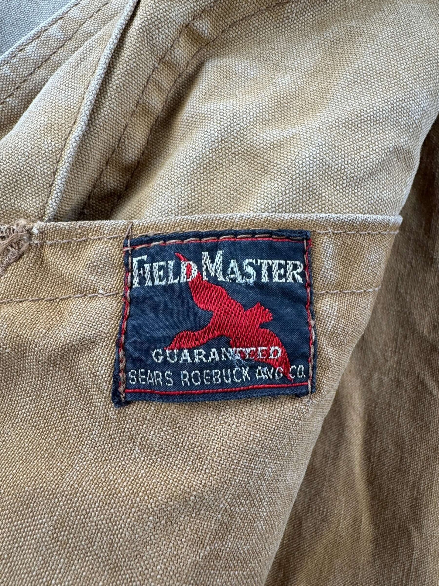 Label on Vintage Sears Field Master Hunting Jacket SZ L