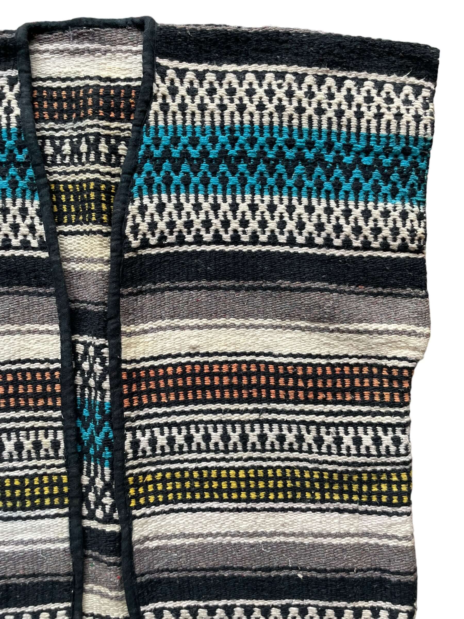 Front left shoulder view of Vintage 1960s Mexican Blanket Souvenir Vest | Vintage Ladies Clothing | Barn Owl True Vintage