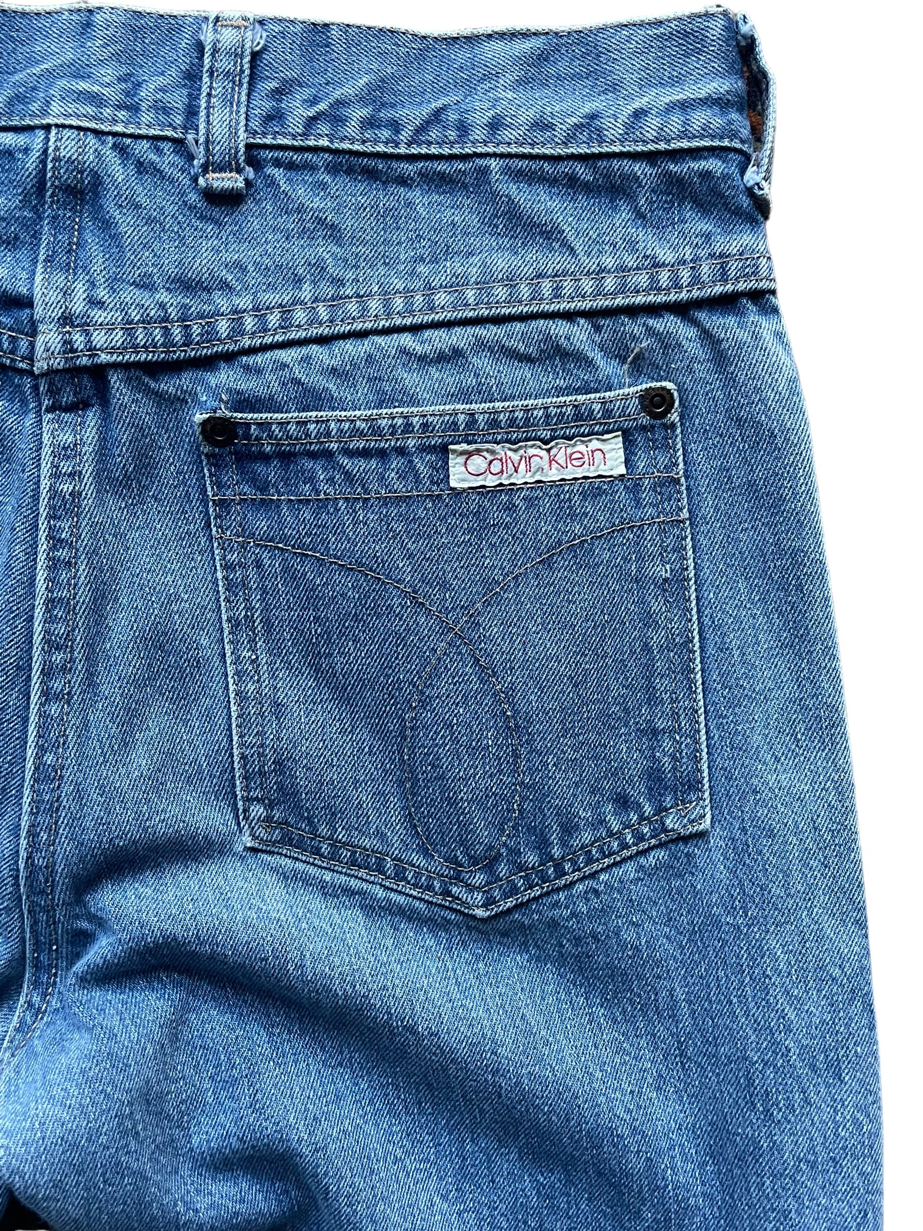 Back right pocket view of Vintage 1980s USA Calvin Klein Jeans W 32 | Barn Owl Vintage Seattle | Vintage Womens Denim