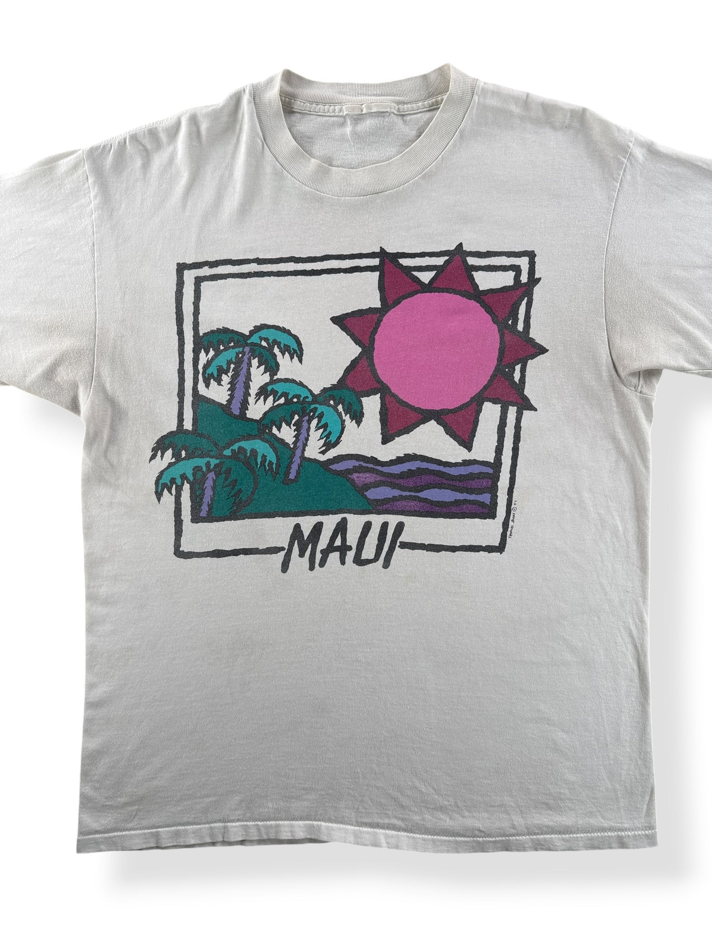 Front Close Up of Vintage Maui Tee SZ L
