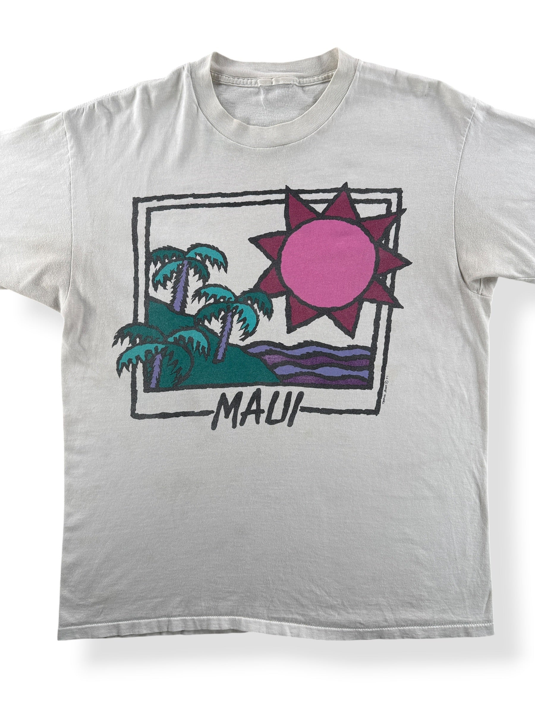 Front Close Up of Vintage Maui Tee SZ L