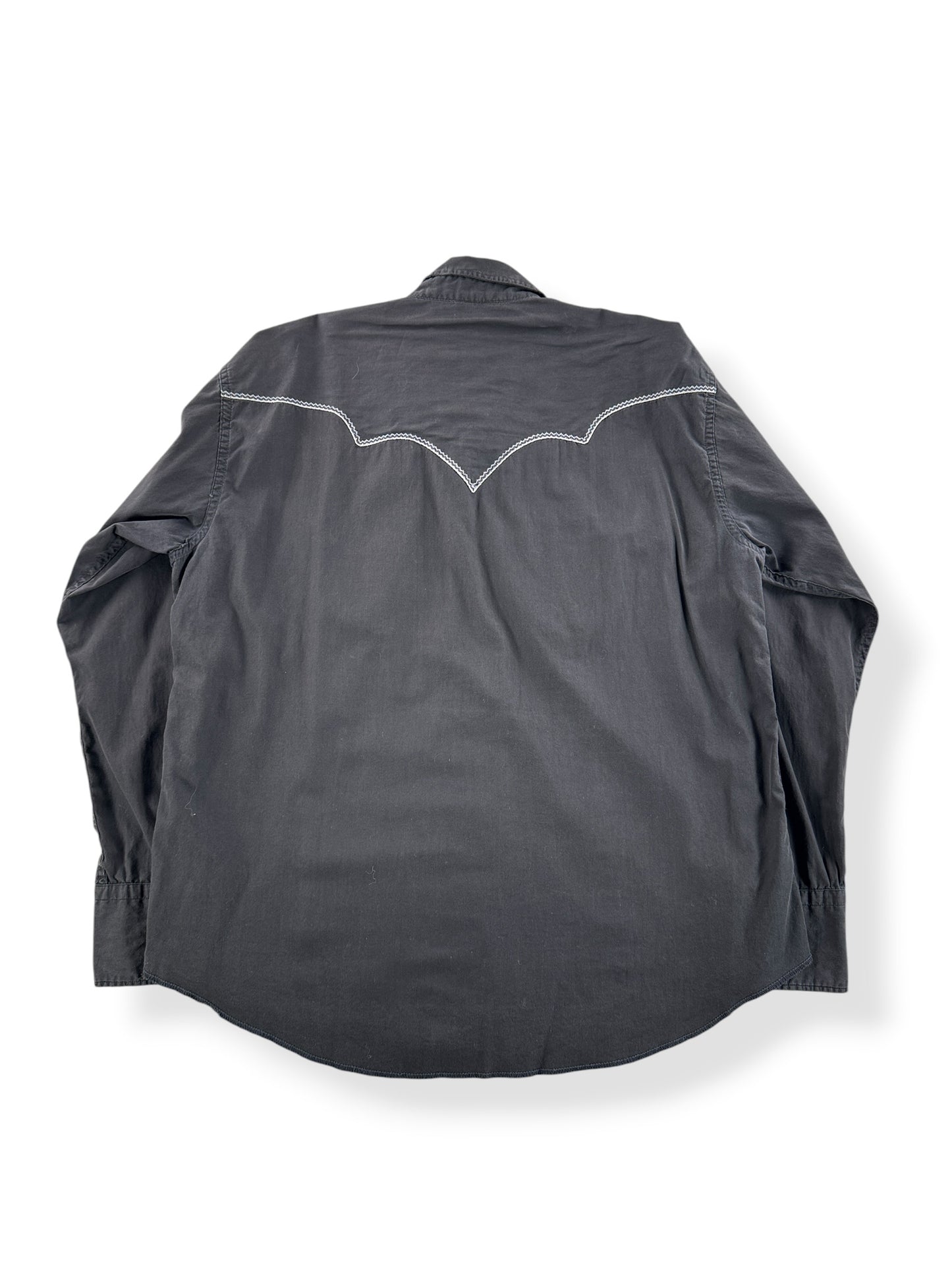 Back of Vintage Black Contrast Embroidered Pearlsnap SZ L