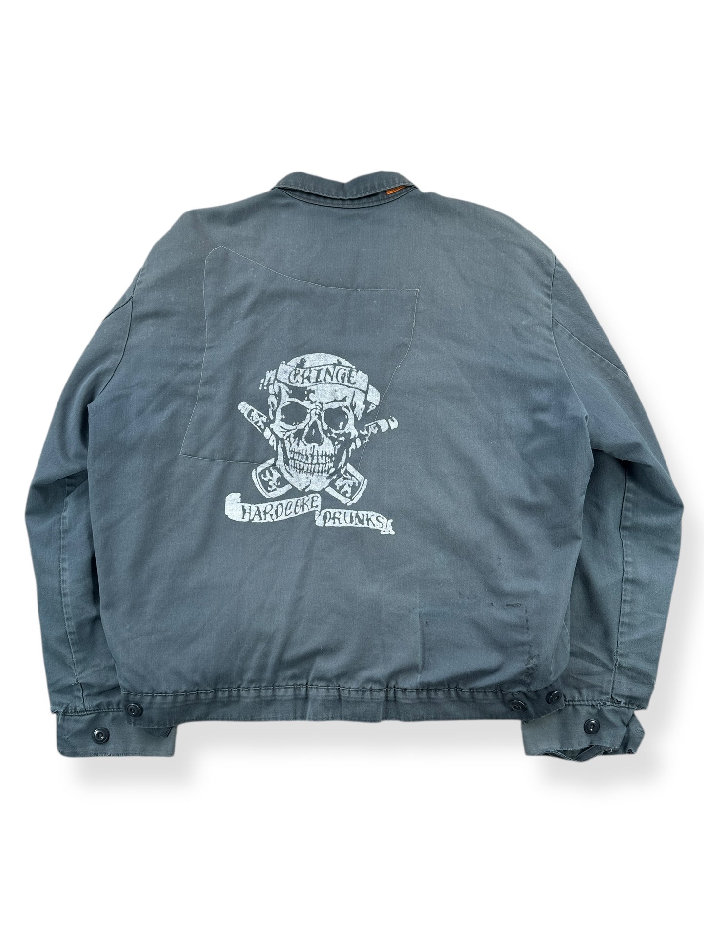 Back of Vintage Cringe Hardcore Drunk Gas Station Jacket SZ XL