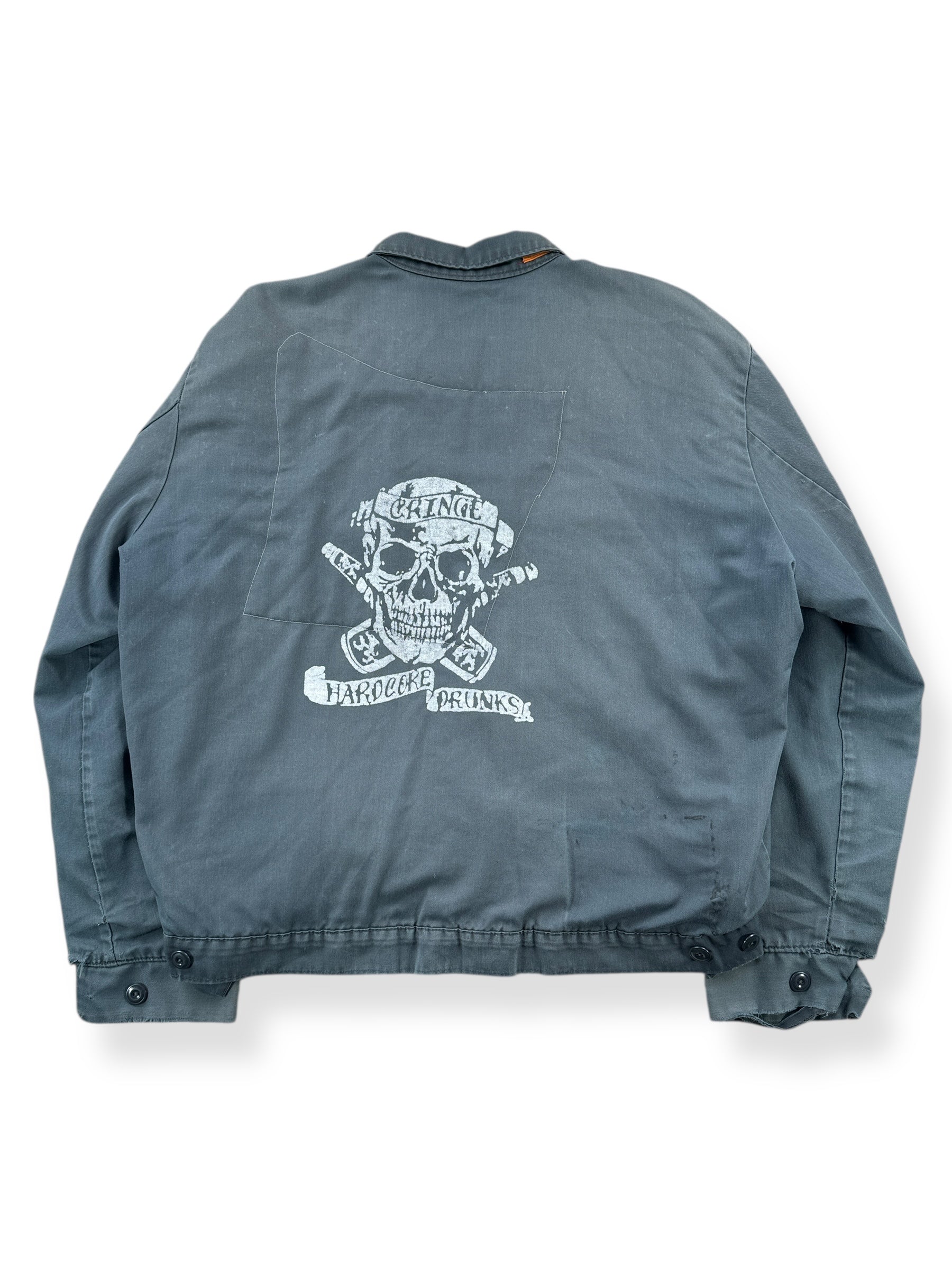Back of Vintage Cringe Hardcore Drunk Gas Station Jacket SZ XL