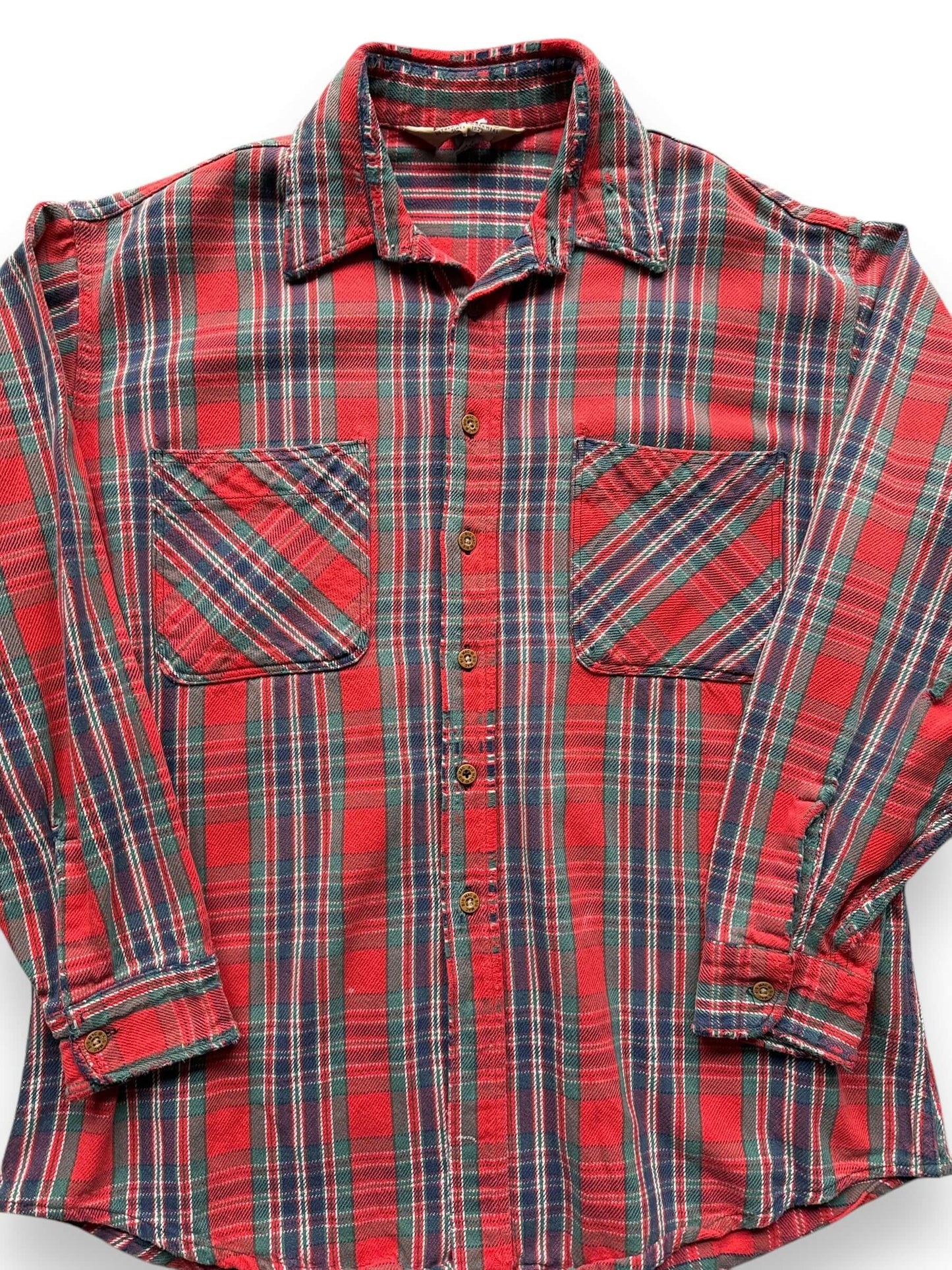 front close up of Vintage Big Mac Red Plaid Cotton Flannel SZ XL Tall