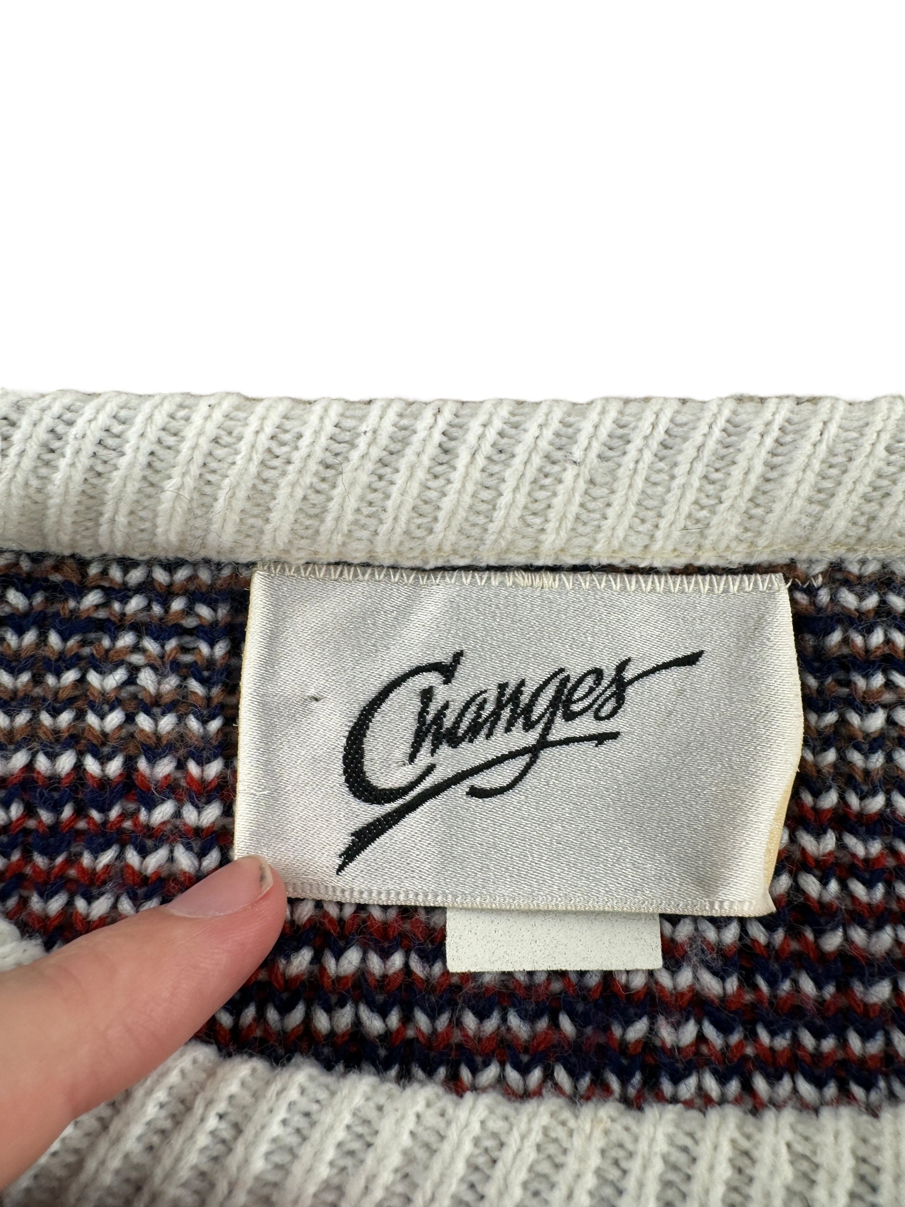 Tag on Vintage Changes Knit Rose Sweater SZ XL