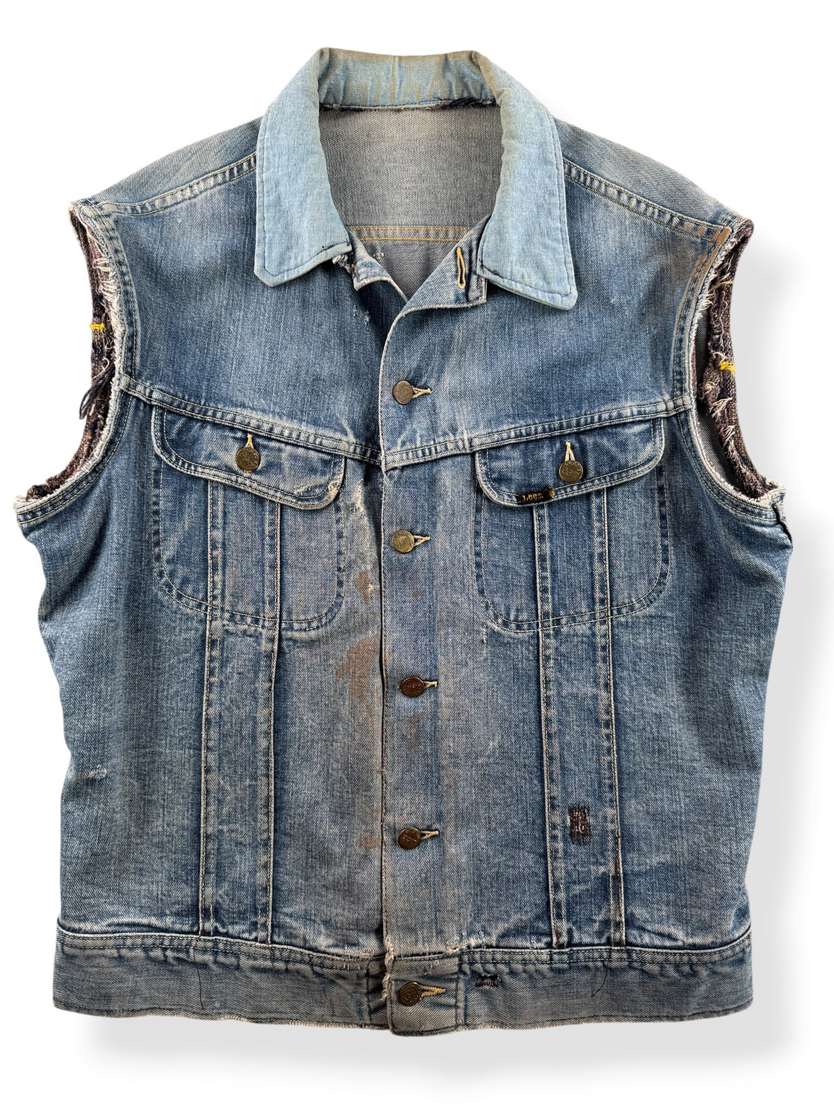 Front of Vintage 1960s Distressed Lee Riders Vest SZ M