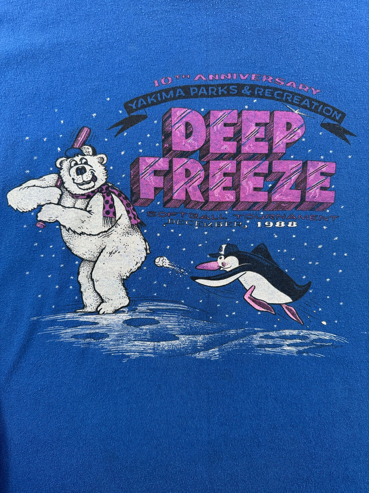 Front graphic on Vintage Yakima Parks & Rec Deep Freeze Tee SZ L (Fits M)