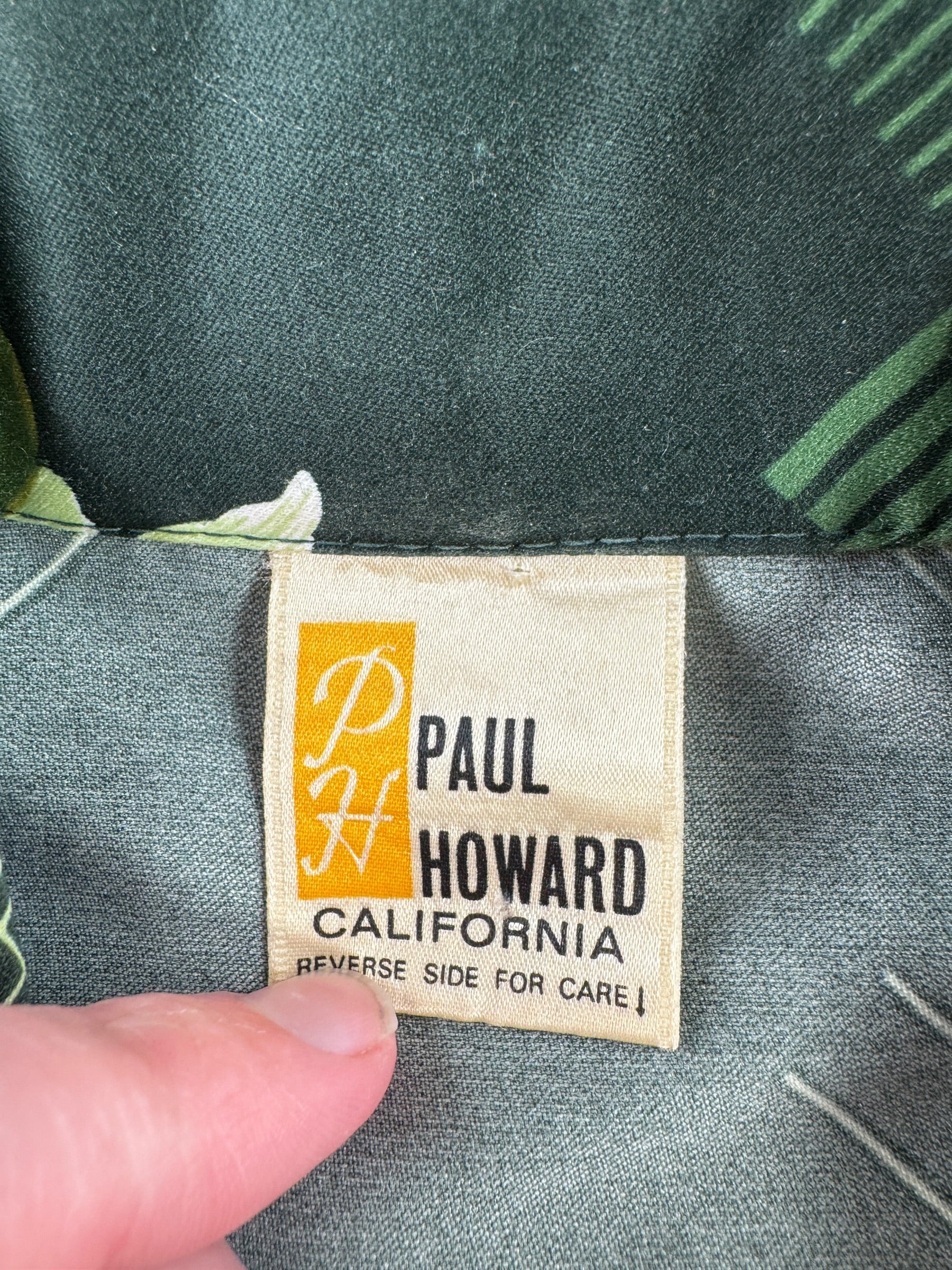Tag on Vintage Paul Howard Floral Disco Shirt SZ M