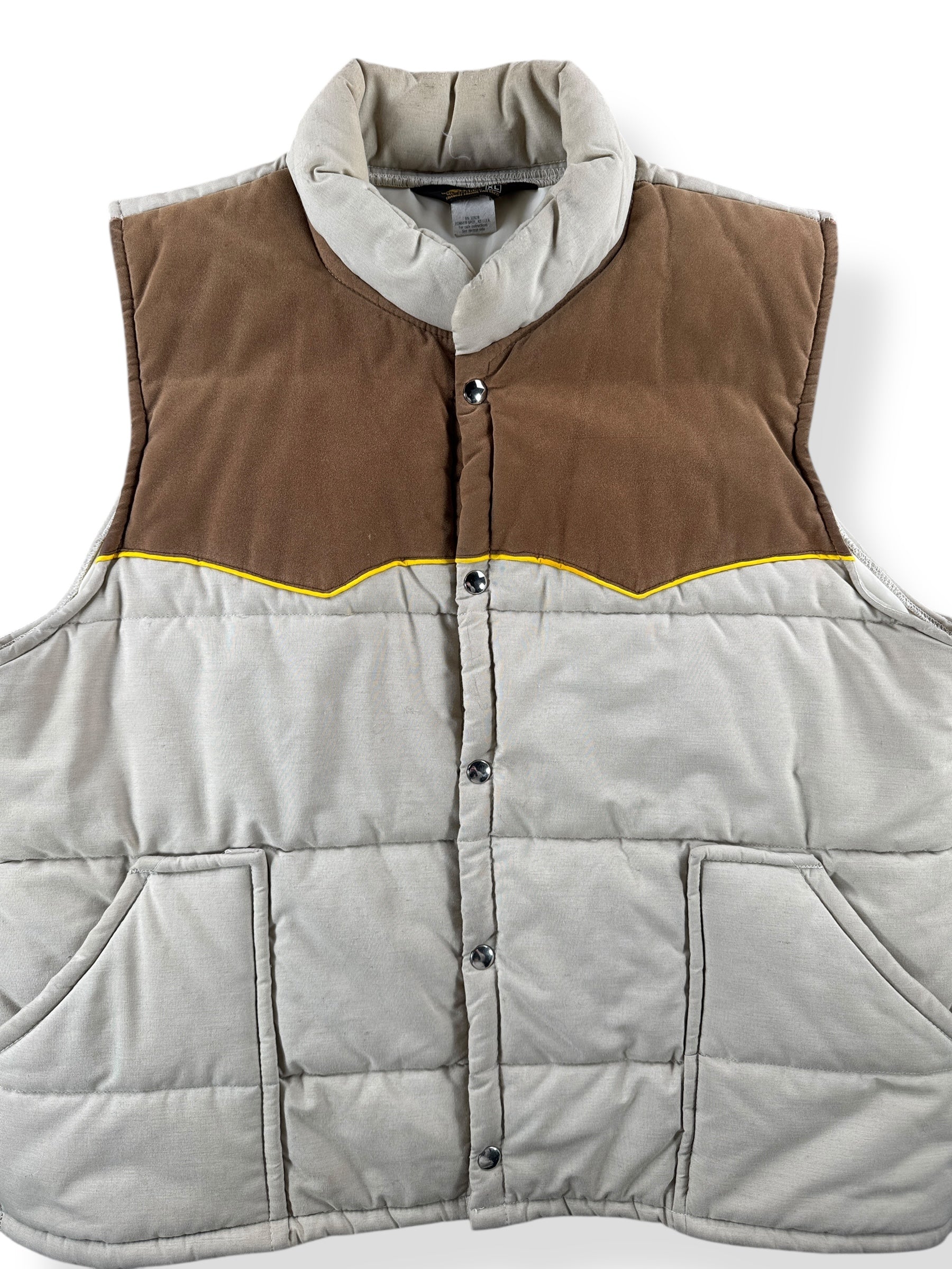 Front Close Up of Vintage Swingster Suede Down Vest SZ XL