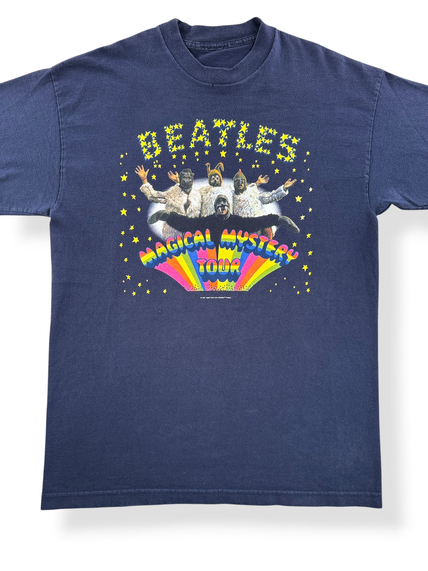 Front Close Up of Vintage Beatles Magical Mystery Tour Tee SZ M