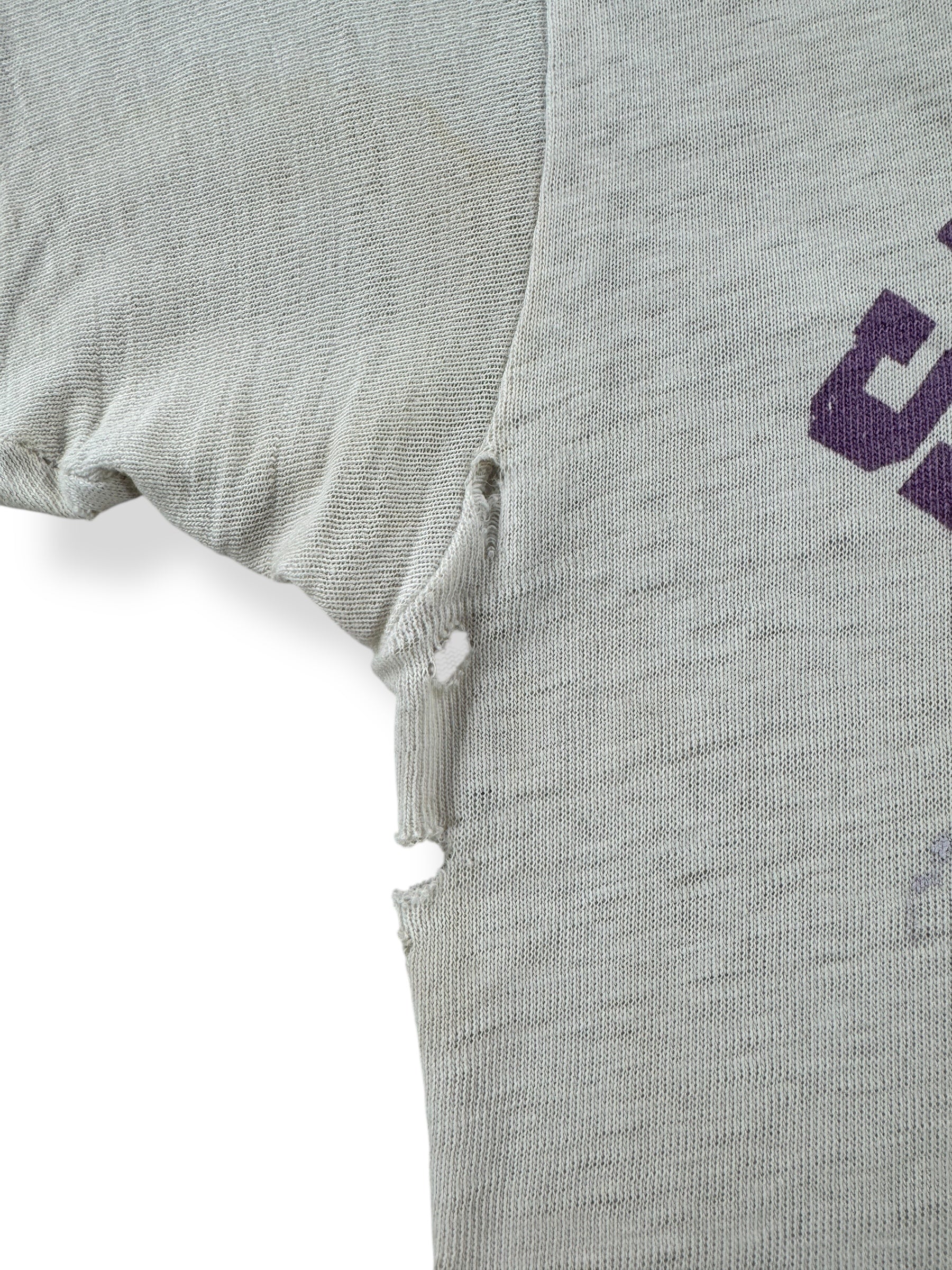 Hole on Vintage 60s Era Russell Southern St Phillip Phys Ed Tee SZ S