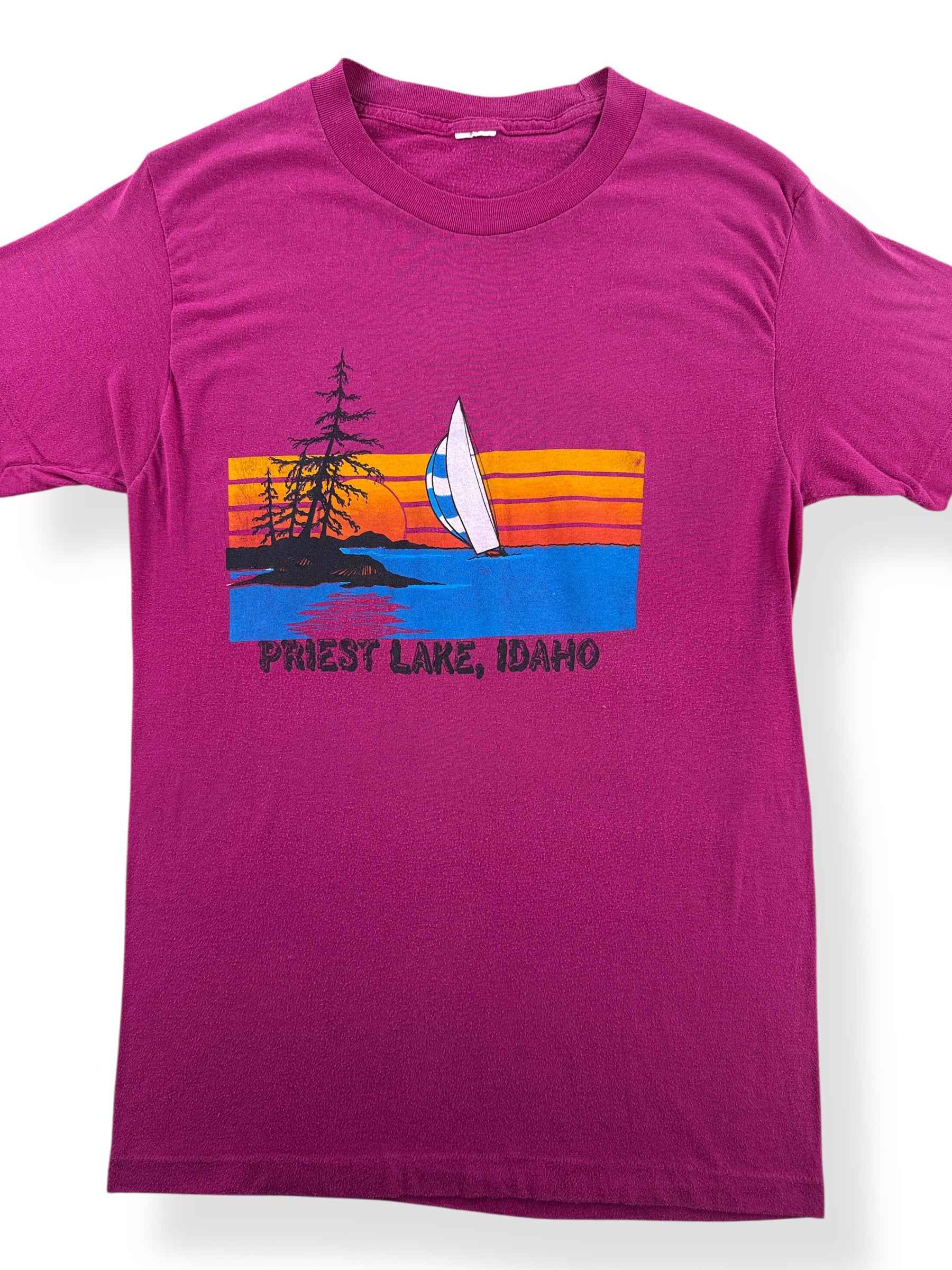 Front Close Up of Vintage Priest Lake Idaho Tee SZ S