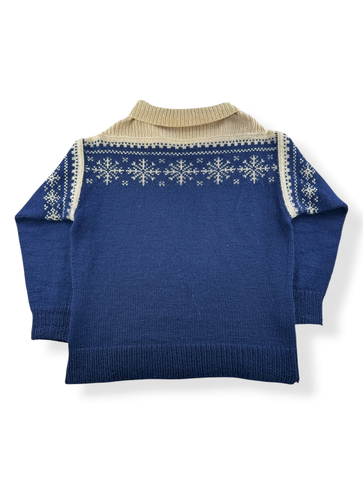 Back of Vintage Snowflake Collared Pullover Sweater SZ L