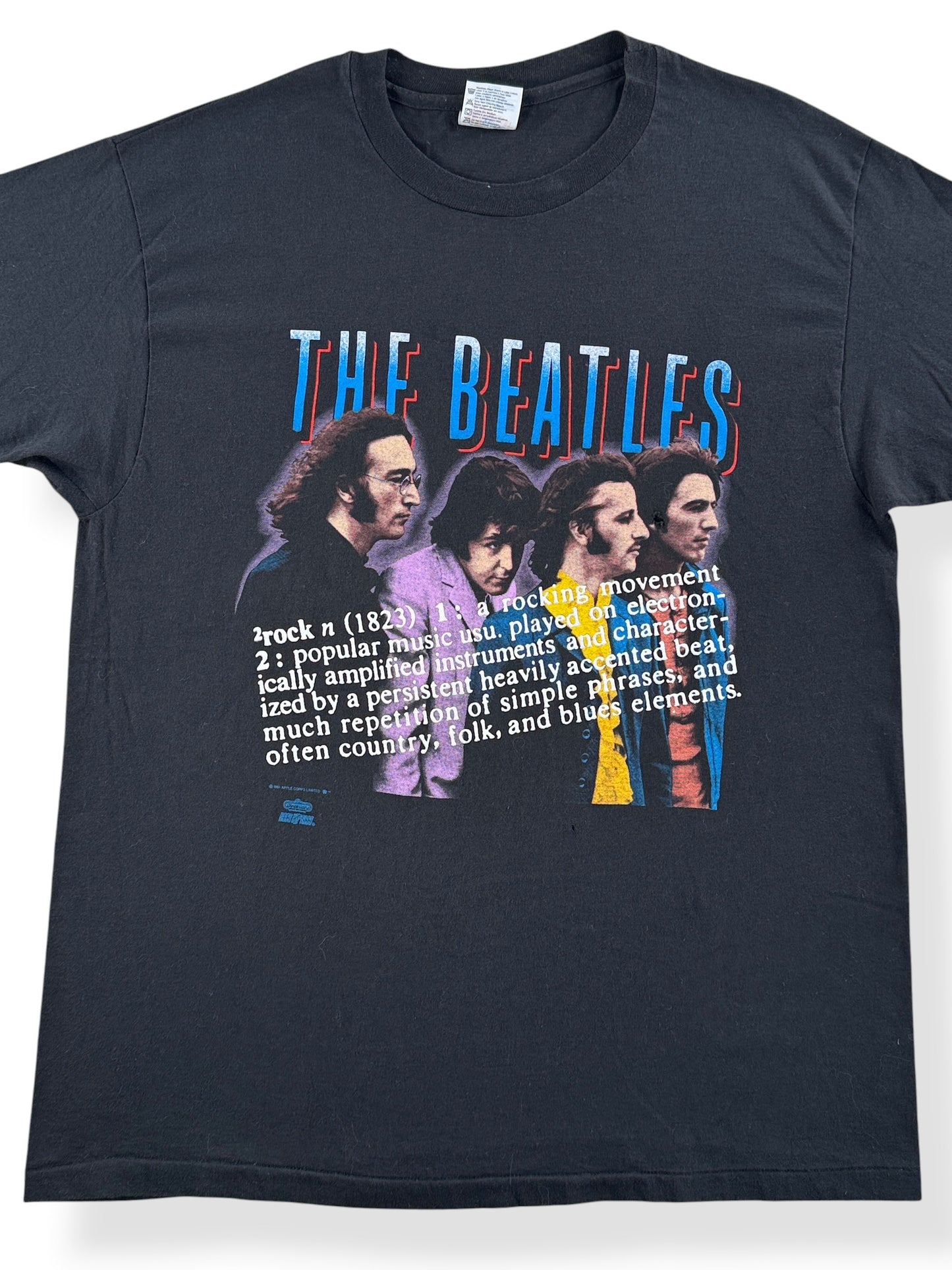 Front Close Up of Vintage The Beatles '91 Puff Print Tee SZ XL (Fits L)