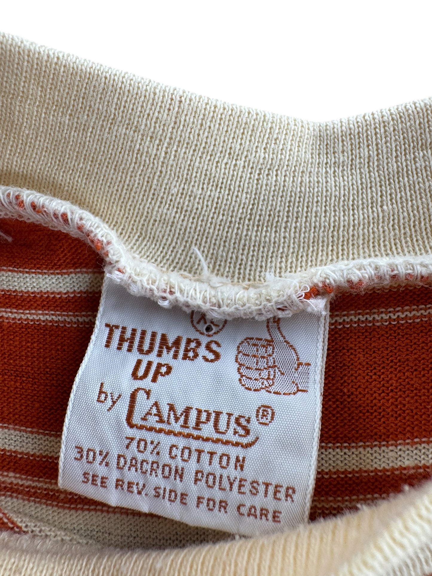 Tag on Vintage Campus Thumbs Up Oregon Trail Striped Tee SZ XL (Fits M)