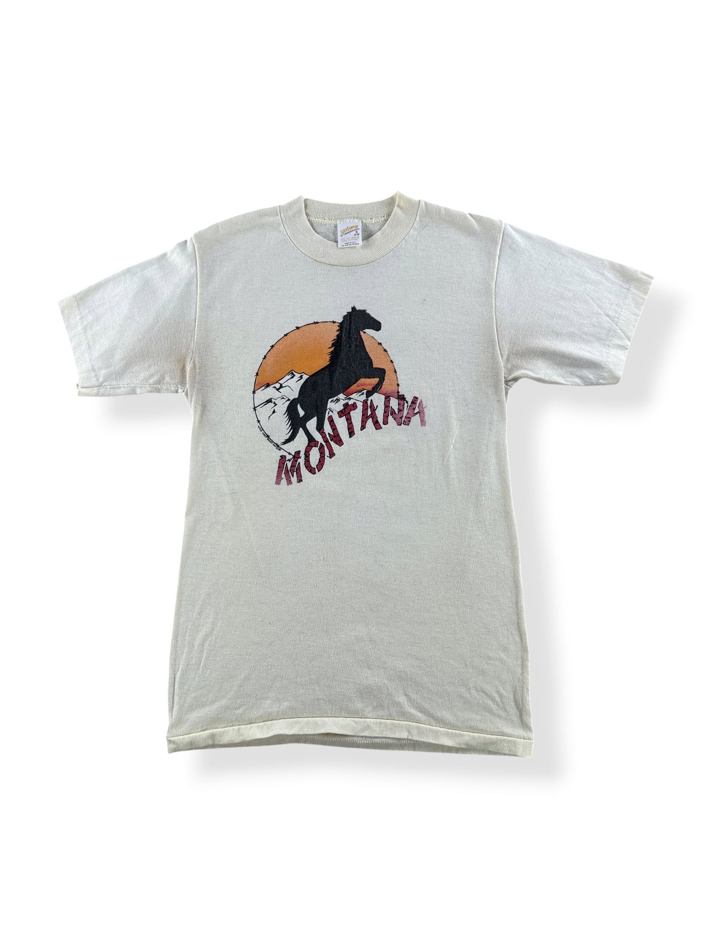 Front of Vintage Montana Barbwire Horse Tee SZ S (Fits XS)