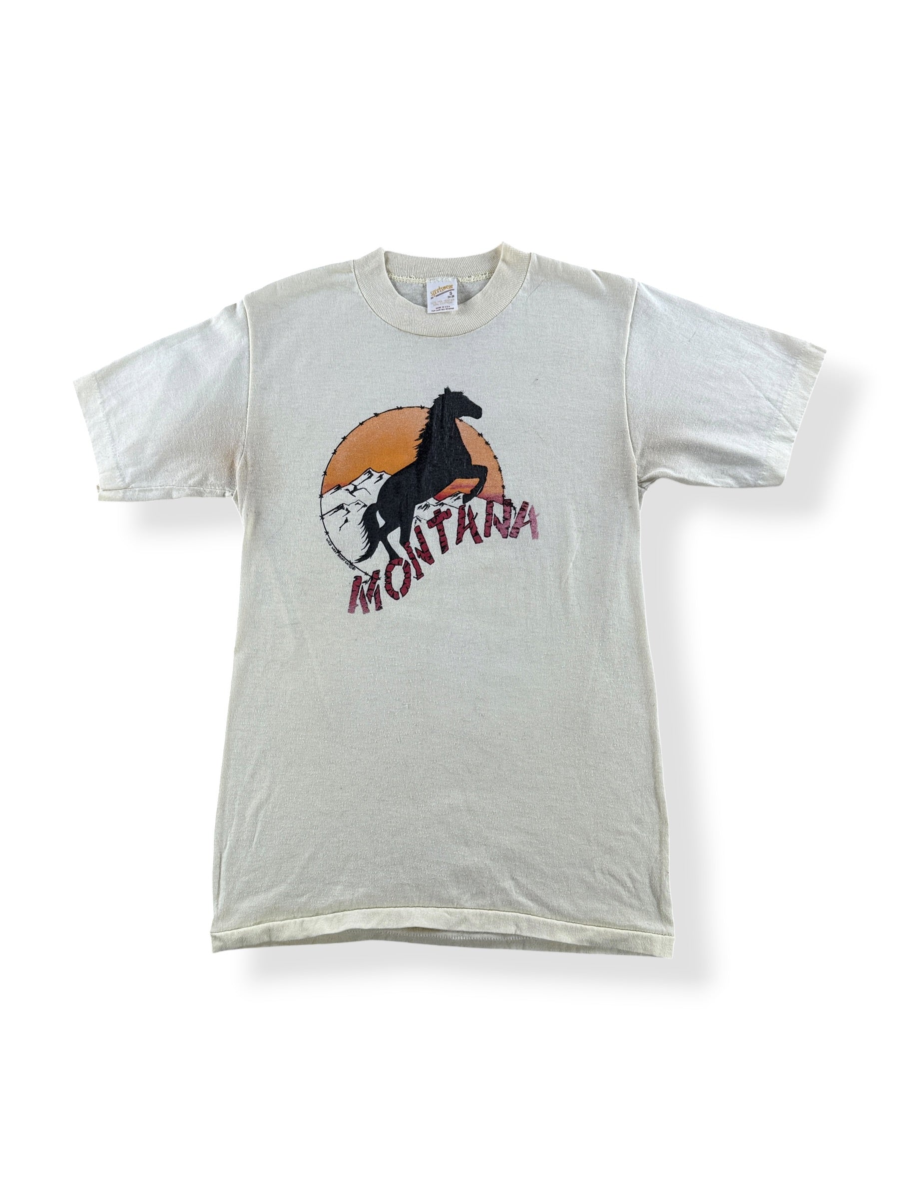Front of Vintage Montana Barbwire Horse Tee SZ S (Fits XS)